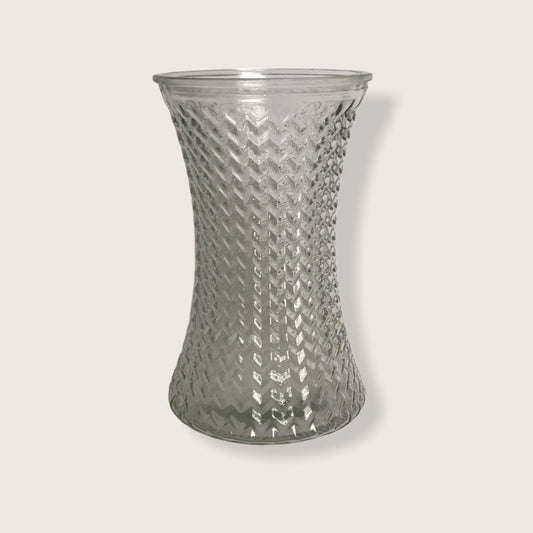 Diamond Clear Glass Vase - Decorative Bottle, Vintage Style, Art Deco Style, Gift, Glassware, Flower Arranging, Homeware, Flowers, Geometric