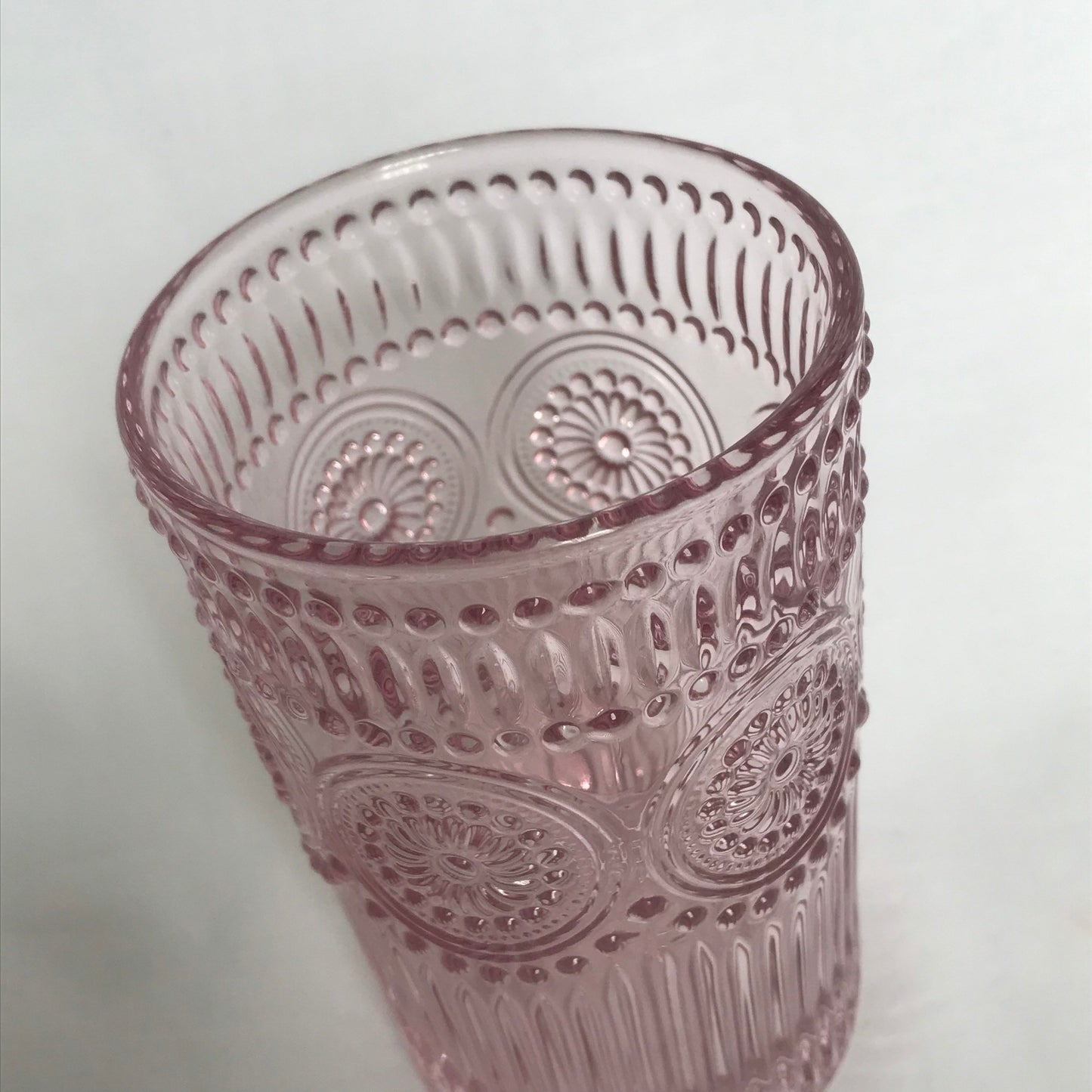 Tall Pink Patterned Glass Tumbler - Summer Glasses, Patterned Glasses,Summer Glassware,Gifts For Her,Colourful Glassware