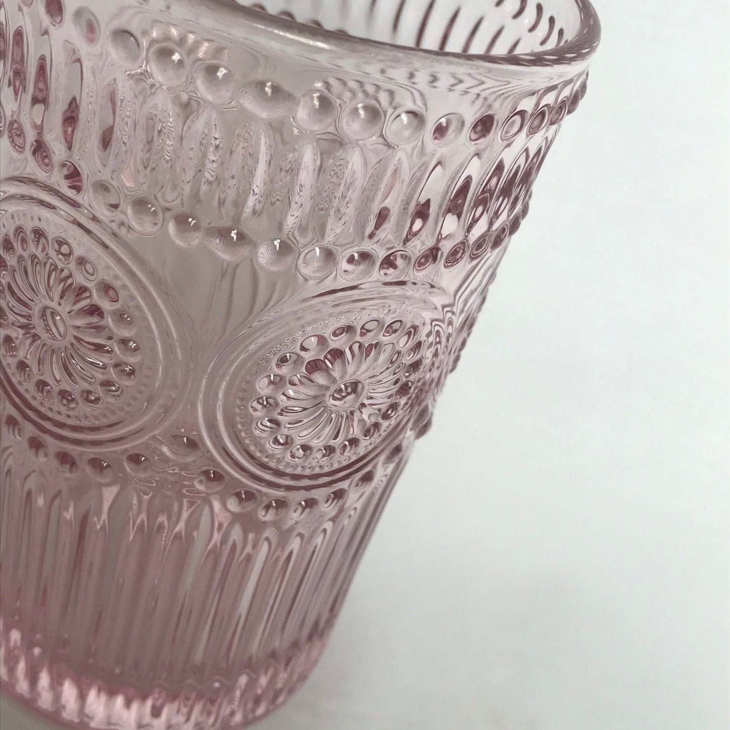 Tall Pink Patterned Glass Tumbler - Summer Glasses, Patterned Glasses,Summer Glassware,Gifts For Her,Colourful Glassware