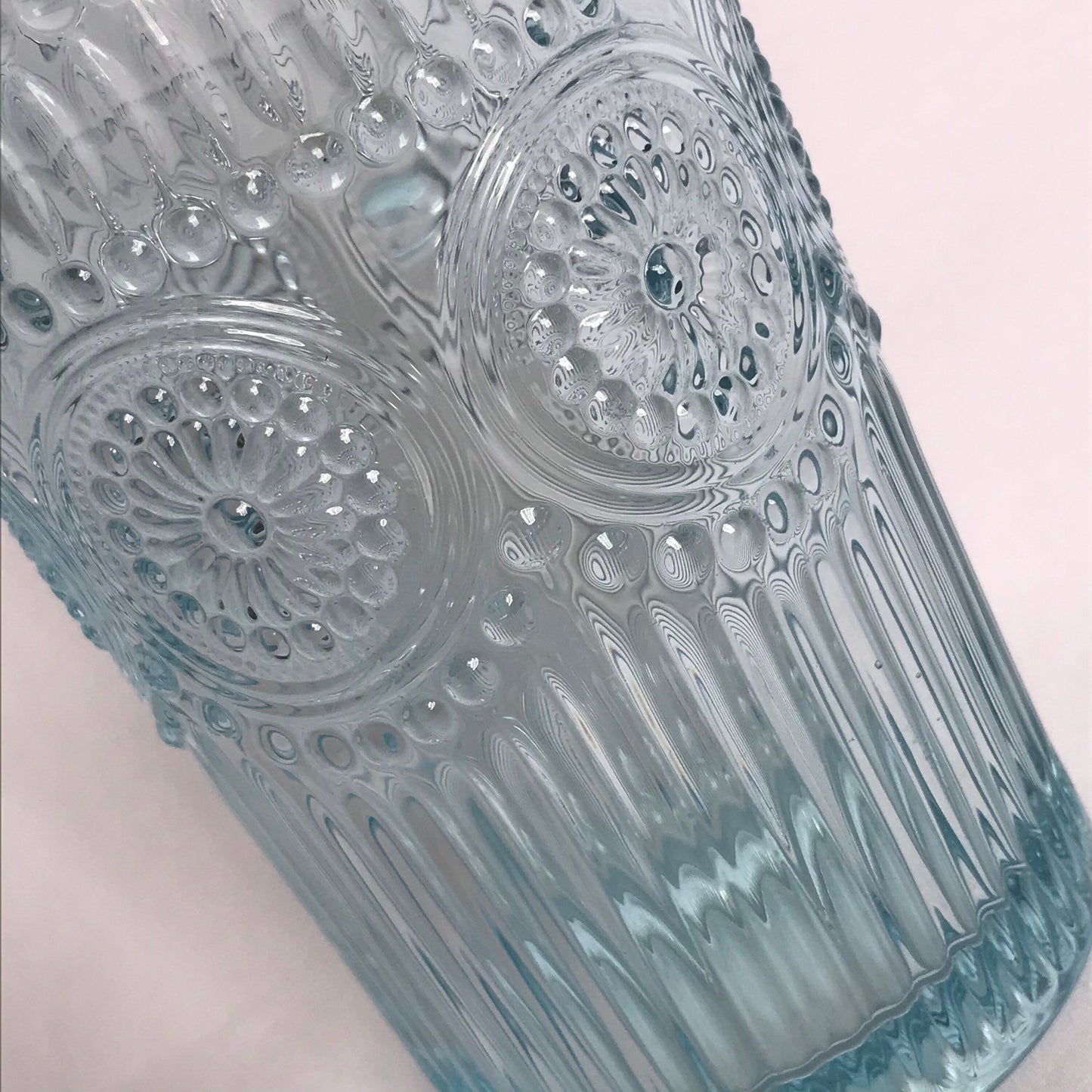 Tall Blue Patterned Glass Tumbler - Summer Glasses, Patterned Glasses,Summer Glassware,Gifts For Her,Colourful Glassware