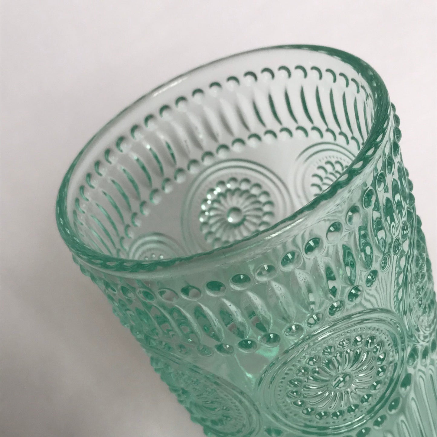 Tall Green Patterned Glass Tumbler - Summer Glasses, Patterned Glasses,Summer Glassware,Gifts For Her,Colourful Glassware