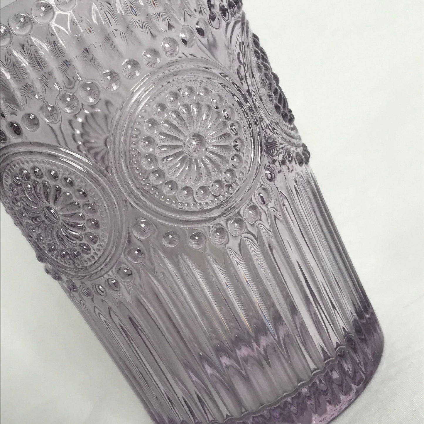 Tall Purple Patterned Glass Tumbler - Summer Glasses, Patterned Glasses,Summer Glassware,Gifts For Her,Colourful Glassware