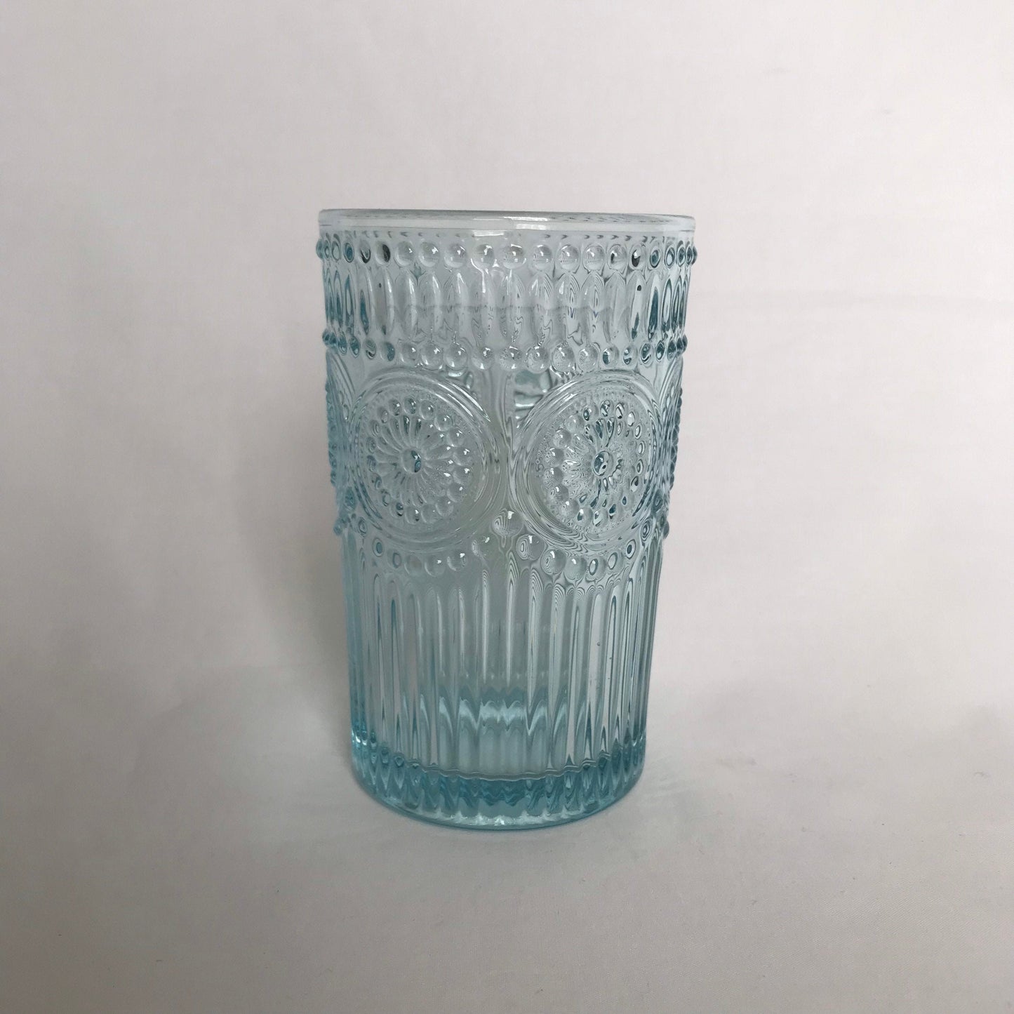 Tall Blue Patterned Glass Tumbler - Summer Glasses, Patterned Glasses,Summer Glassware,Gifts For Her,Colourful Glassware
