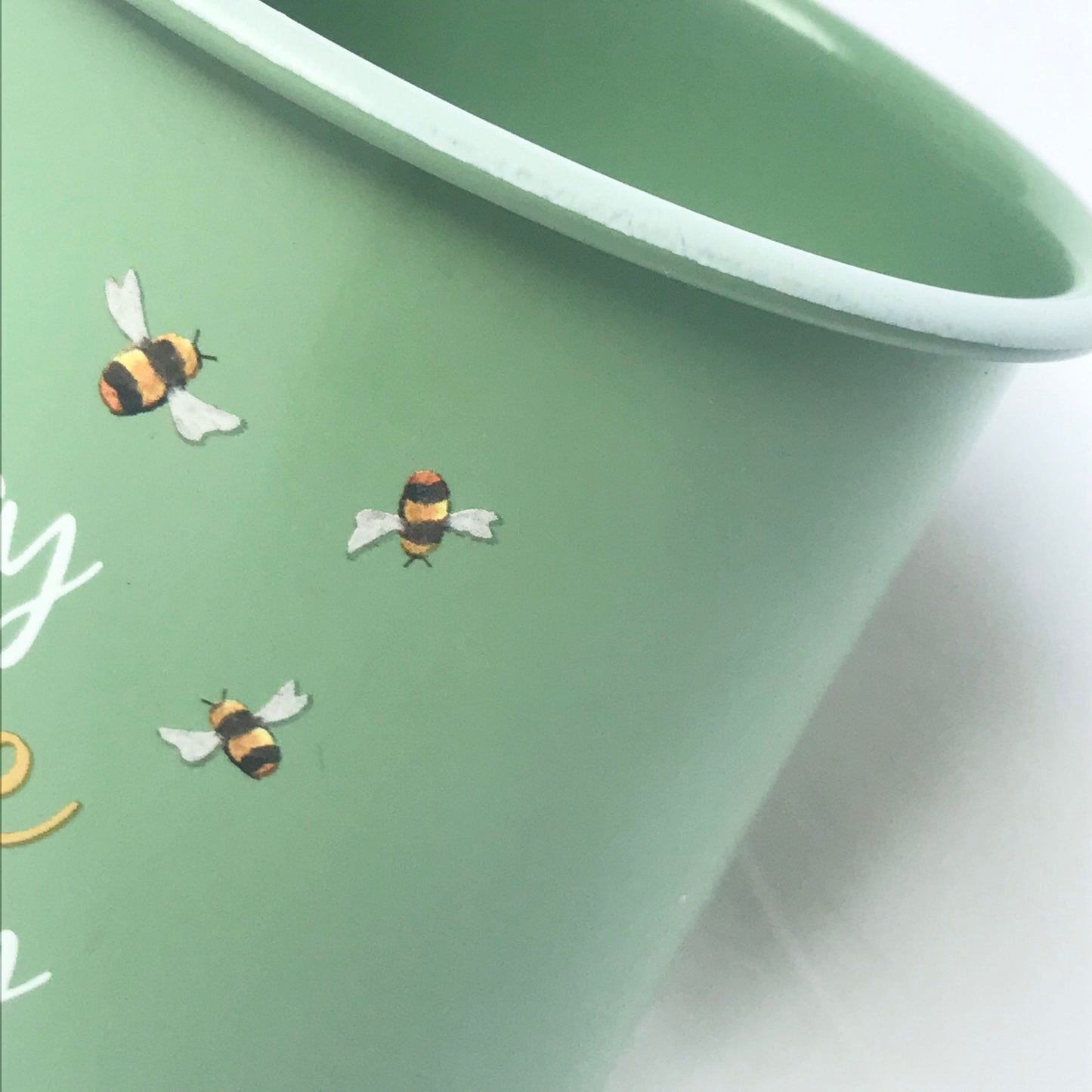 Green Bumble Bee Tin Mug - Green Mug, Bee Mug, Coffee Cup, Gifts For Her, Camping Mug, Motivational Mug, Positive Mug, Bee Design Mug