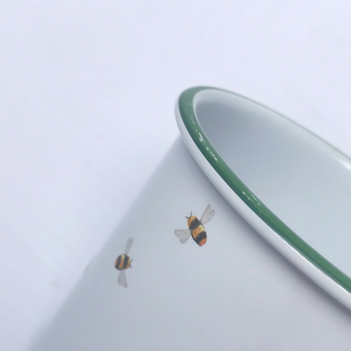 White Bumble Bee Design Tin Mug - White Mug, Bee Mug, Coffee Cup, Gifts For Her, Camping Mug, Garden Mug, Cute Mug, Bee Design Cup