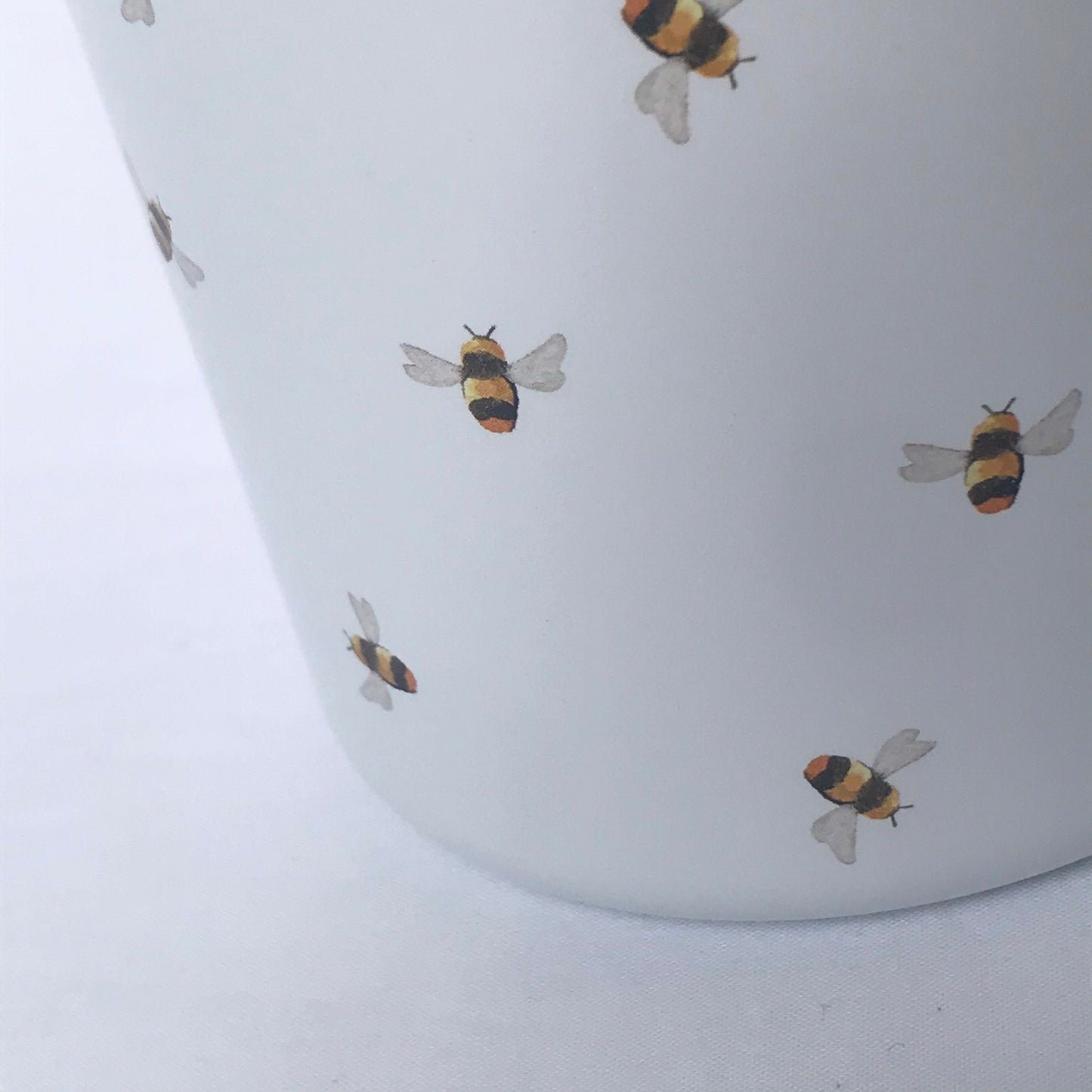 White Bumble Bee Design Tin Mug - White Mug, Bee Mug, Coffee Cup, Gifts For Her, Camping Mug, Garden Mug, Cute Mug, Bee Design Cup