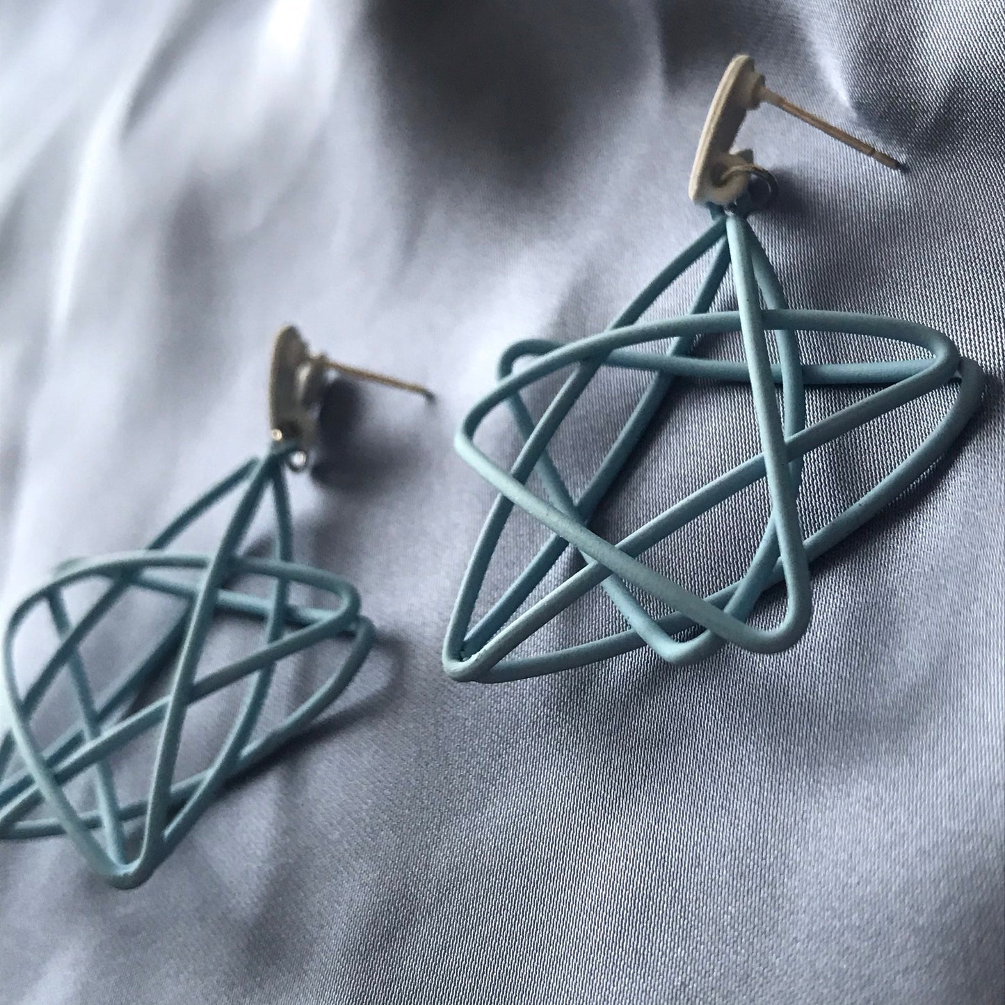 Blue & White Star Charm Drop Earrings - Hanging Jewellery, Accessories, Star Jewellery, Blue Earrings, 3D White Heart Statement Earrings