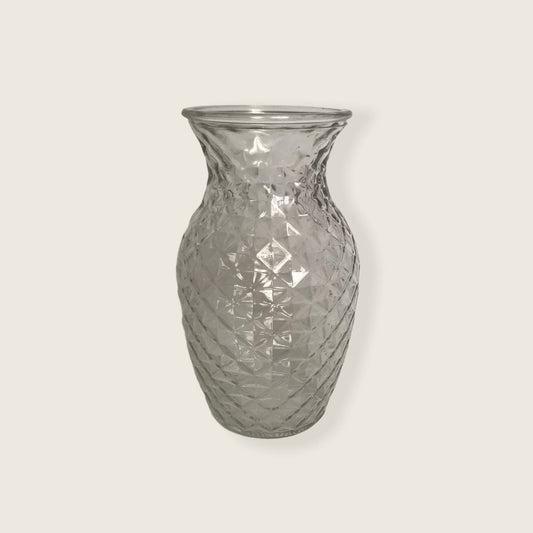 Diamond Clear Glass Vase - Decorative Bottle, Vintage Style, Art Deco Style, Gift, Glassware, Flower Arranging, Homeware, Flowers, Geometric