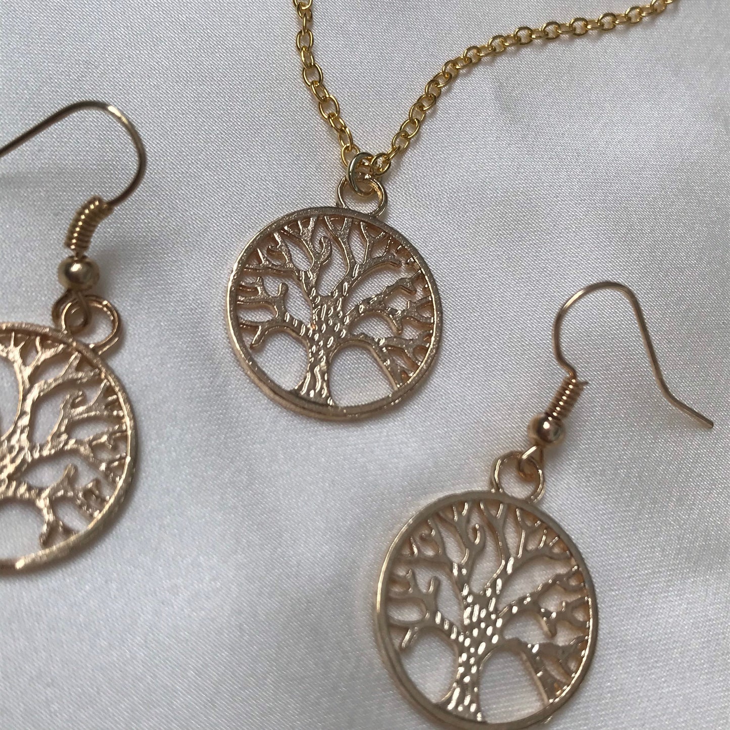 Gold Tree Earrings & Necklace Set - Natural Earrings, Natural Jewelry, Tree Jewellery, Gold Jewellery Set, Gifts For Her, Jewellery Gift