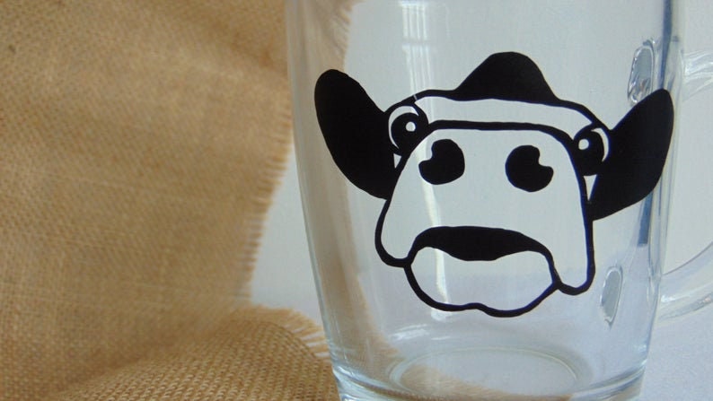 Cow Design Glass Mug - Cow Mug, Cow Gift, Cow Lover, Countryside Mug, Farm Mug, Countryside Lover Gift, Outdoors Lover Gift, Cute Mug Gift