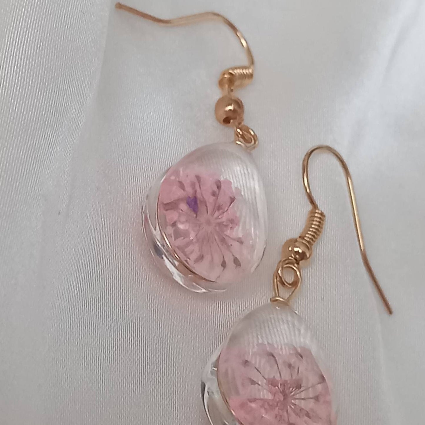 Pink Flower Tear Drop Earrings - Hanging Jewellery, Accessories, Flower Earrings, Flower Jewlellery, Pink Flower Earrings,Statement Earrings