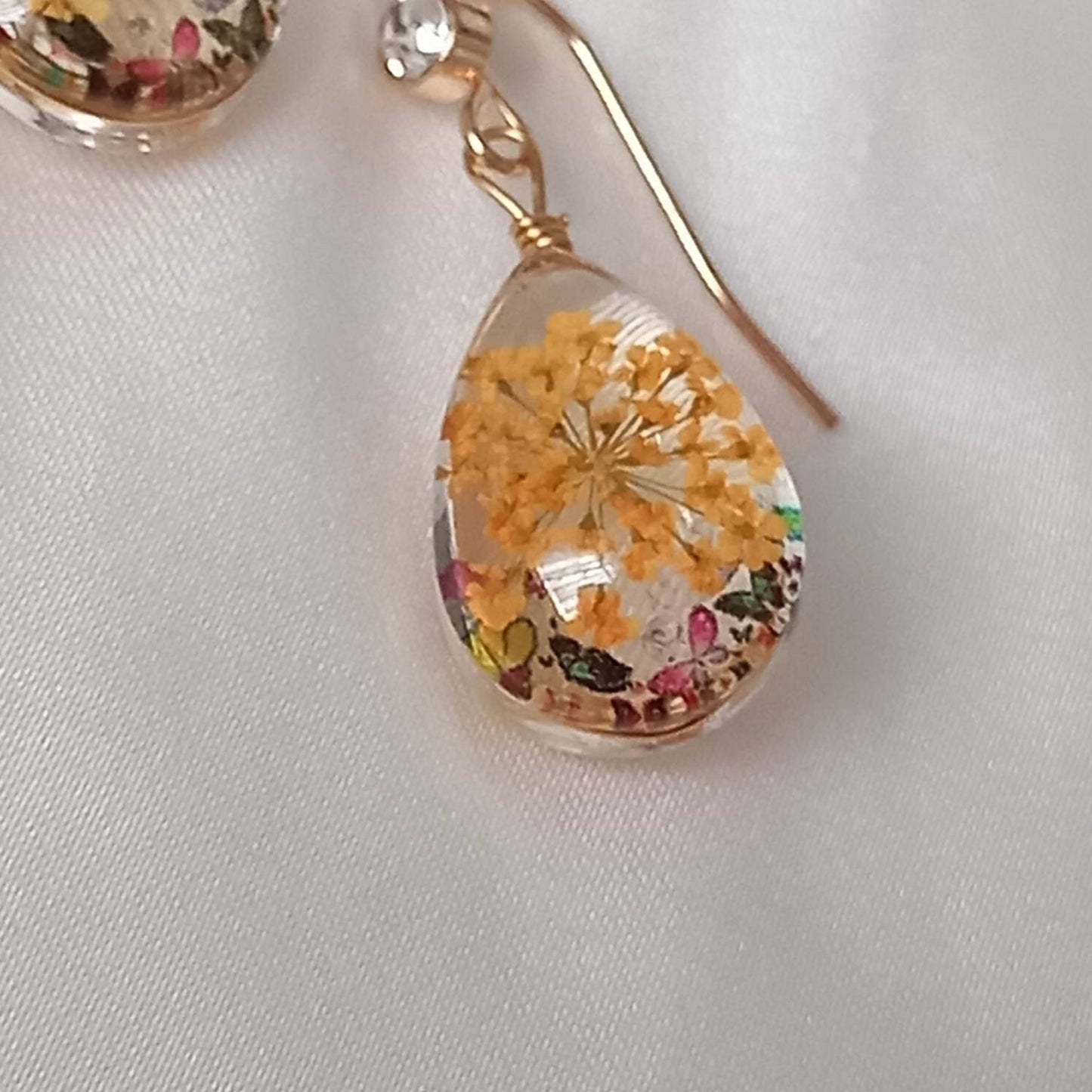 Flower Tear Drop Earrings - Hanging Jewellery, Accessories, Flower Earrings, Flower Jewlellery, Orange Flower Earrings, Statement Earrings