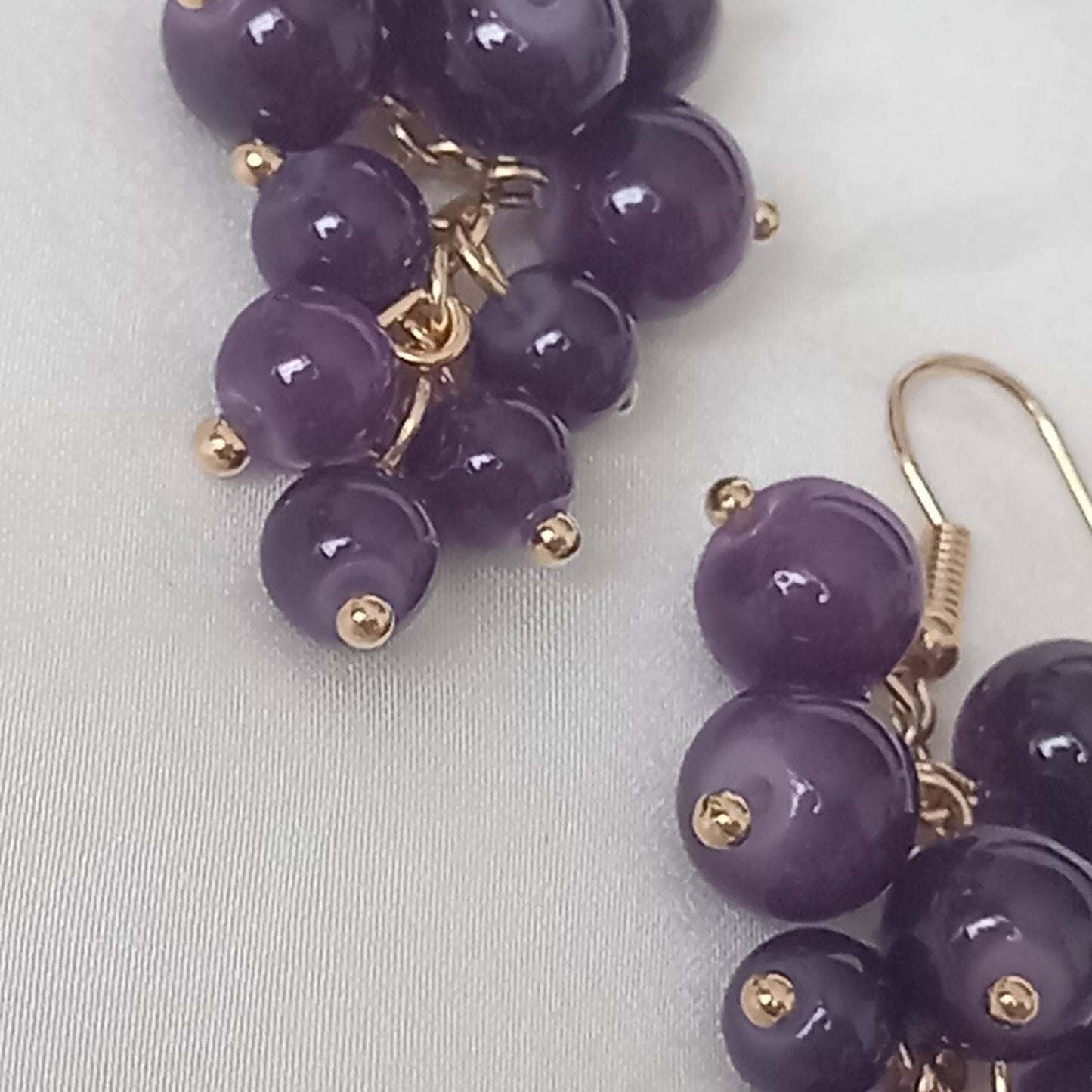 Purple Bead Grape Drop Earrings -  Bead Earrings, Bead Jewellery, Hanging Jewellery, Purple Accessories, Purple Earrings, Purple Jewellery