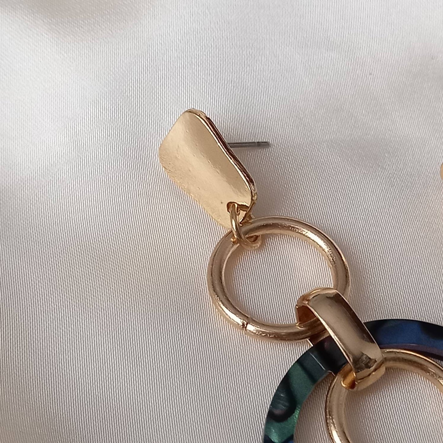 Gold Hoop Drop Earrings -  Abstract Earrings, Unique Earrings, Hanging Jewellery, Gold Accessories, Gold Jewellery ,Gold Earrings, Blue