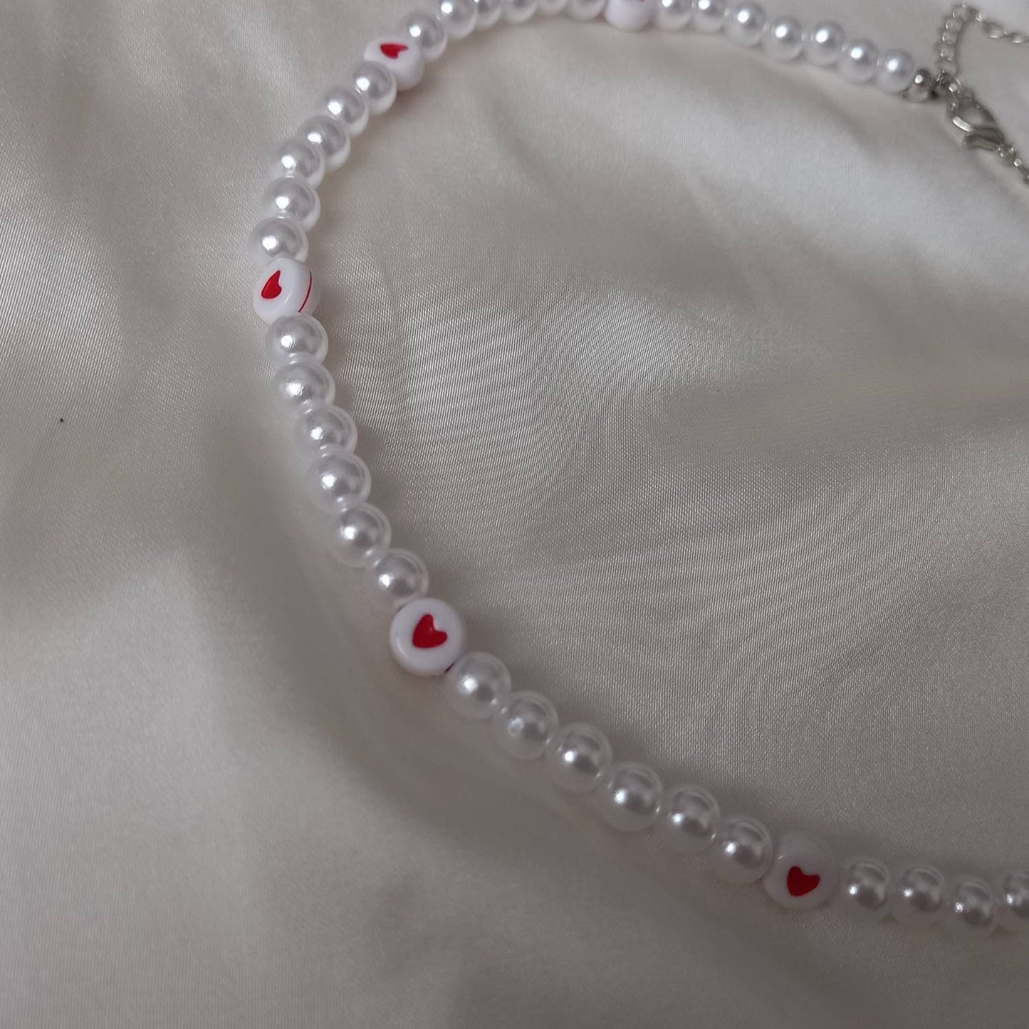 Love Heart Faux Pearl Necklace - Pearl Jewellery, Accessories,Classic Necklace,Bead Necklace,Classy Necklace,Cute Necklace,Fashion Jewellery