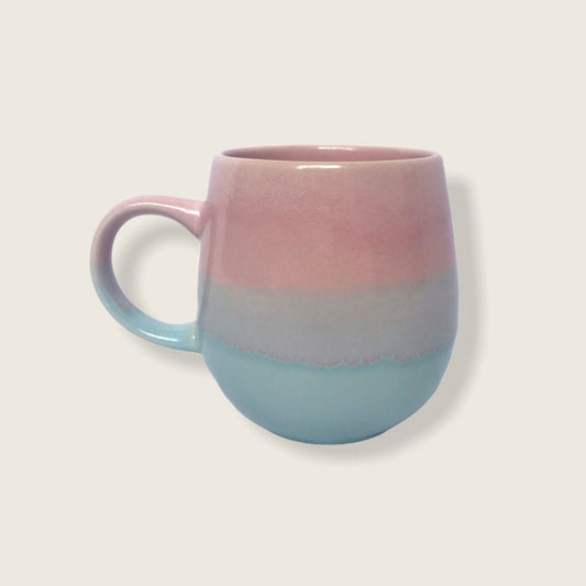 Large Pink and blue Striped Mug - Coffee Cup, Gifts For Her, Herbal Tea Cup, Baby Pink Mug, Blue Mug, Stripy Mug, Stripes, Pink Girly Mug