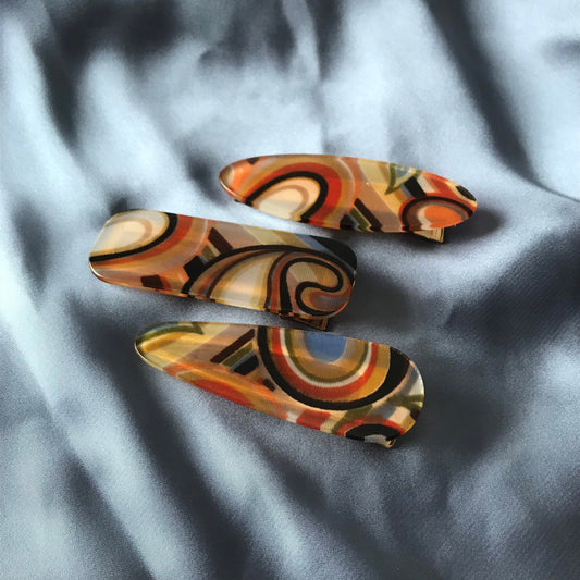 Set of 3 Retro Hair Clips - Hair Clip, Funky Hair Accessories, 70's Accessories, Fashion Acessories, Minimalistic Hair Clips, Neutral