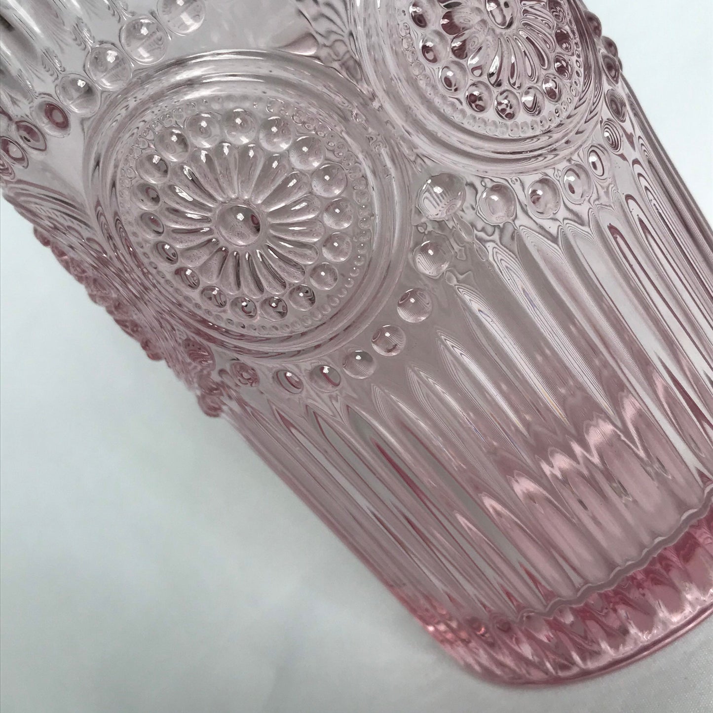 Tall Pink Patterned Glass Tumbler - Summer Glasses, Patterned Glasses,Summer Glassware,Gifts For Her,Colourful Glassware