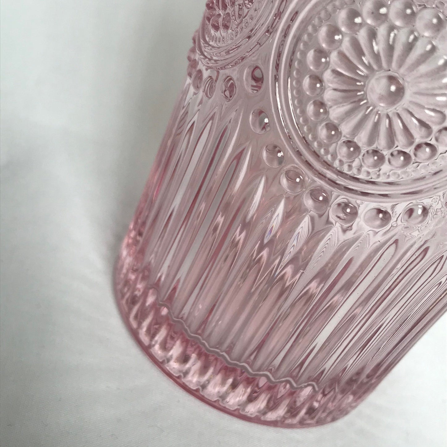 Tall Pink Patterned Glass Tumbler - Summer Glasses, Patterned Glasses,Summer Glassware,Gifts For Her,Colourful Glassware