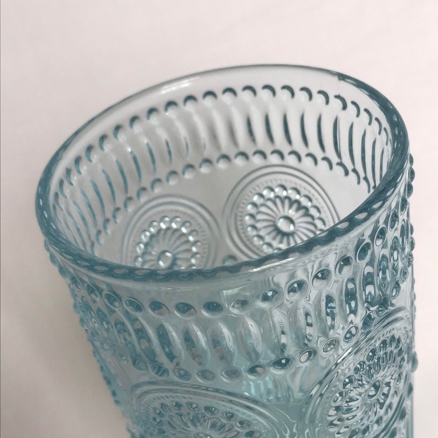 Tall Blue Patterned Glass Tumbler - Summer Glasses, Patterned Glasses,Summer Glassware,Gifts For Her,Colourful Glassware