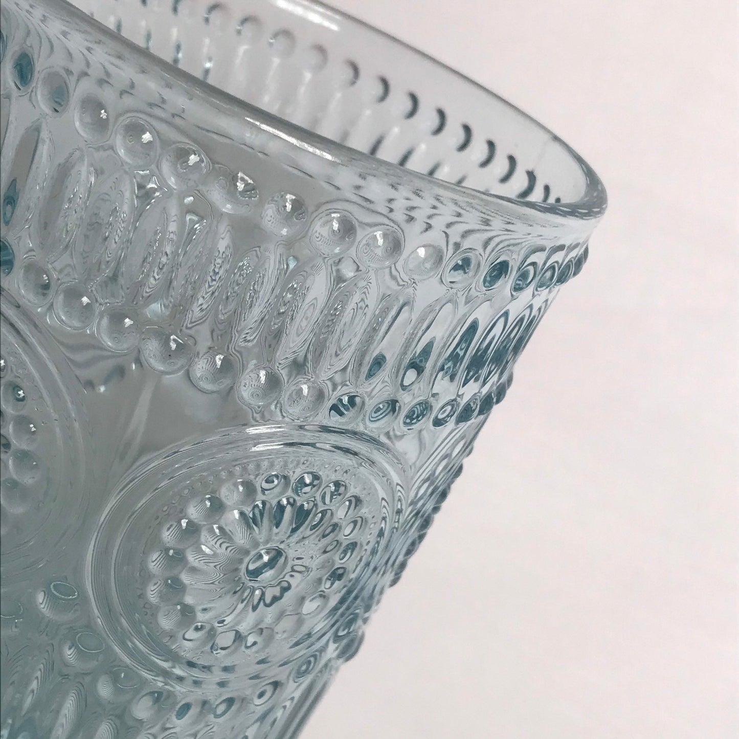 Tall Blue Patterned Glass Tumbler - Summer Glasses, Patterned Glasses,Summer Glassware,Gifts For Her,Colourful Glassware