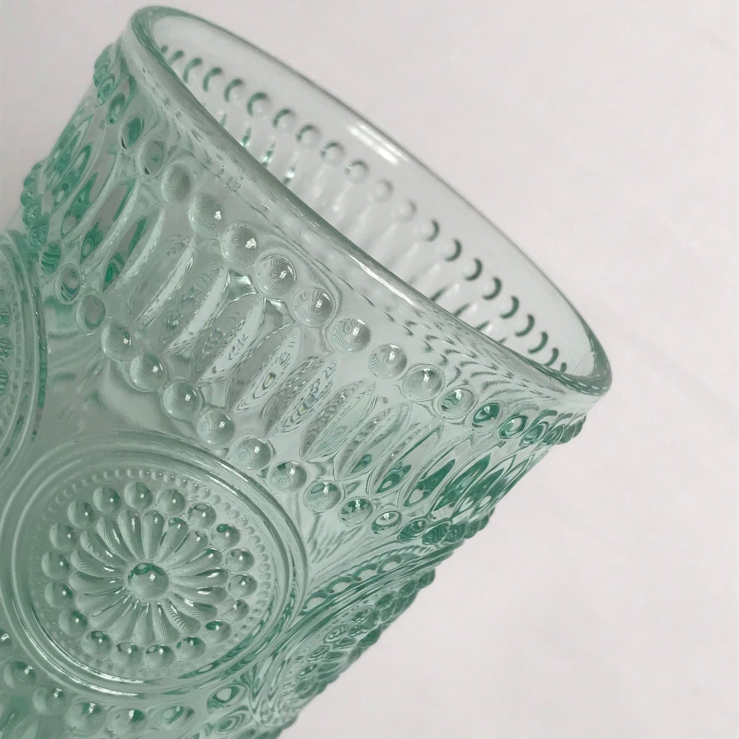 Tall Green Patterned Glass Tumbler - Summer Glasses, Patterned Glasses,Summer Glassware,Gifts For Her,Colourful Glassware