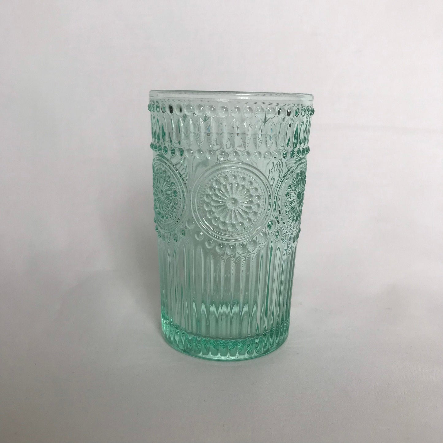 Tall Green Patterned Glass Tumbler - Summer Glasses, Patterned Glasses,Summer Glassware,Gifts For Her,Colourful Glassware