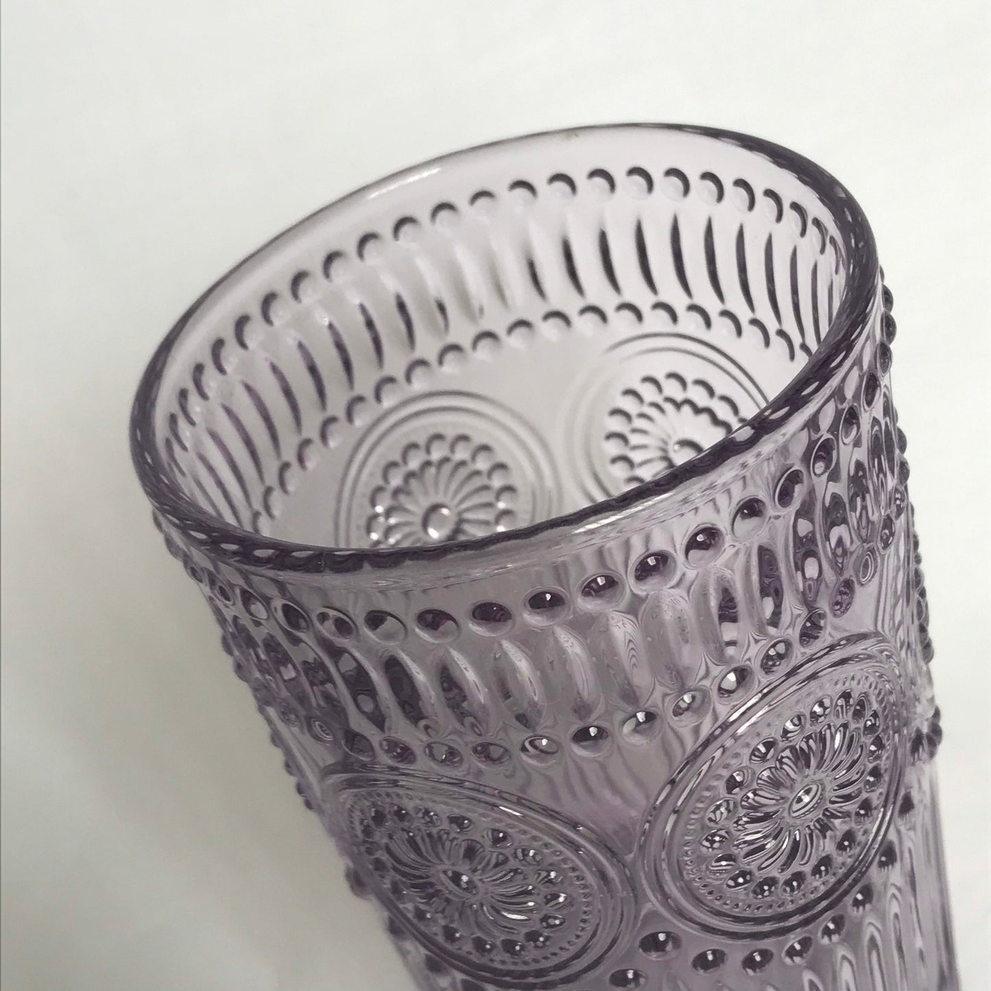 Tall Purple Patterned Glass Tumbler - Summer Glasses, Patterned Glasses,Summer Glassware,Gifts For Her,Colourful Glassware