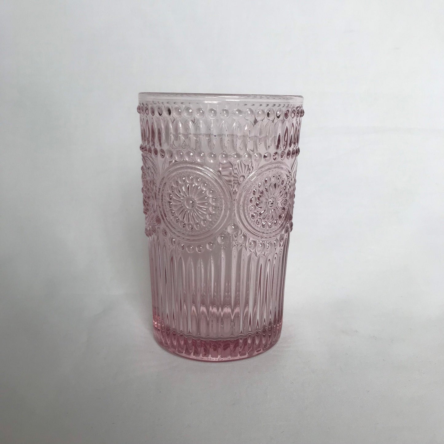 Tall Pink Patterned Glass Tumbler - Summer Glasses, Patterned Glasses,Summer Glassware,Gifts For Her,Colourful Glassware