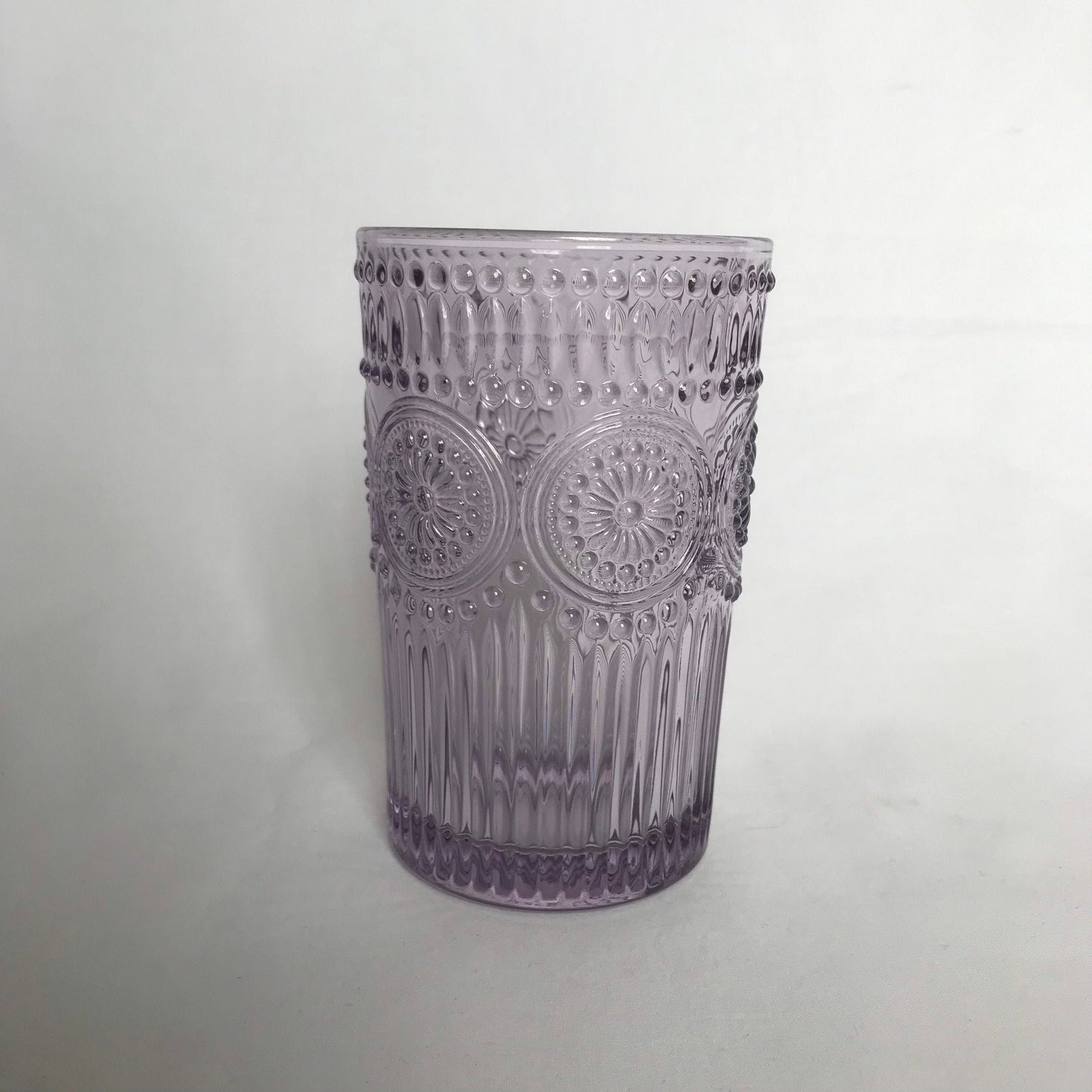 Tall Purple Patterned Glass Tumbler - Summer Glasses, Patterned Glasses,Summer Glassware,Gifts For Her,Colourful Glassware