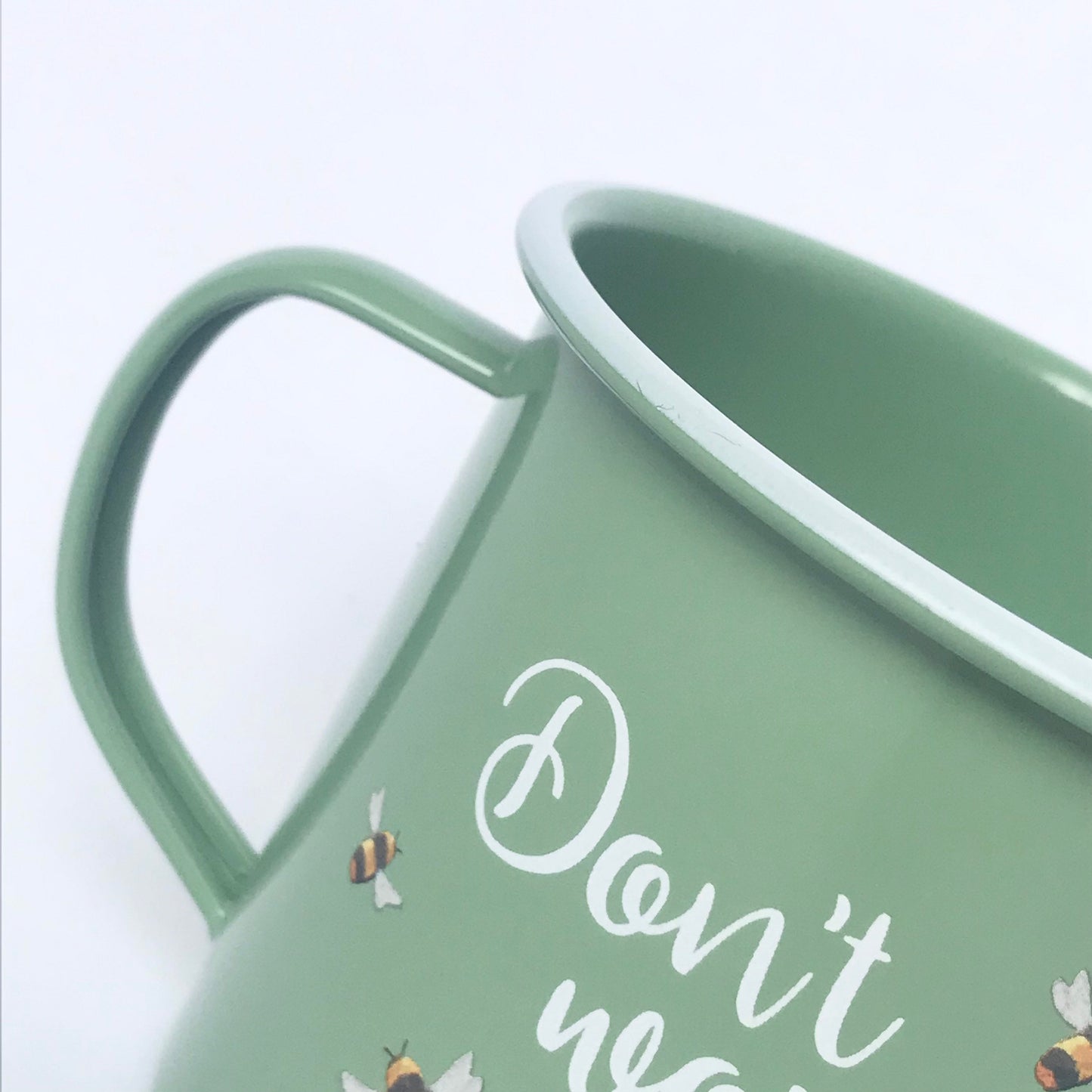 Green Bumble Bee Tin Mug - Green Mug, Bee Mug, Coffee Cup, Gifts For Her, Camping Mug, Motivational Mug, Positive Mug, Bee Design Mug