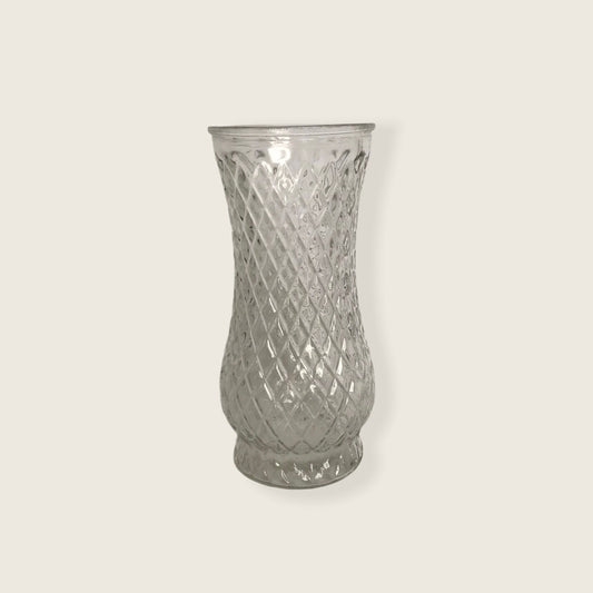 Diamond Clear Glass Vase - Decorative Bottle, Vintage Style, Art Deco Style, Gift, Glassware, Flower Arranging, Homeware, Flowers, Geometric