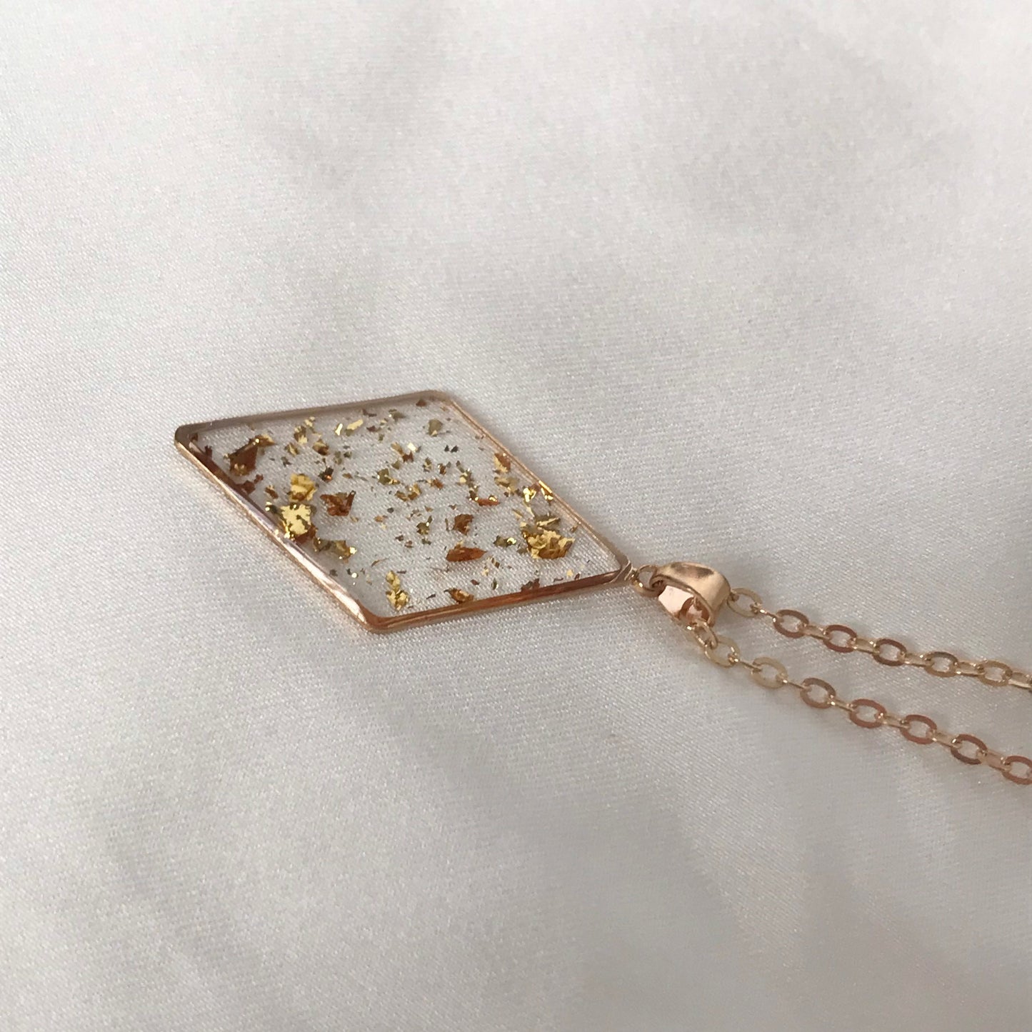 Gold Resin Diamond Drop Necklace -  Hanging Jewellery,Accessories,Gold Jewellery,Gold Necklace, Resin Necklace, Gold Resin Jewellery