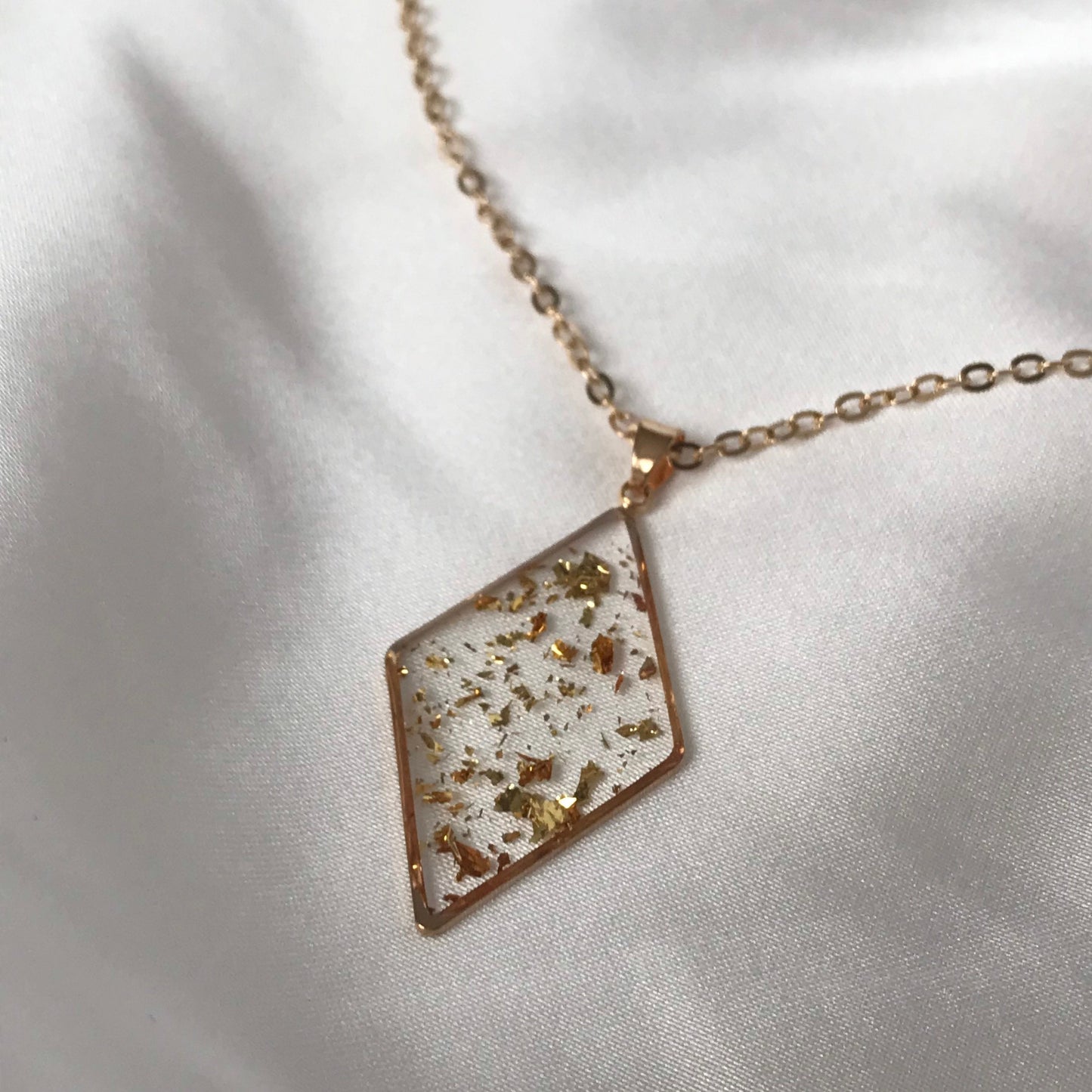 Gold Resin Diamond Drop Necklace -  Hanging Jewellery,Accessories,Gold Jewellery,Gold Necklace, Resin Necklace, Gold Resin Jewellery