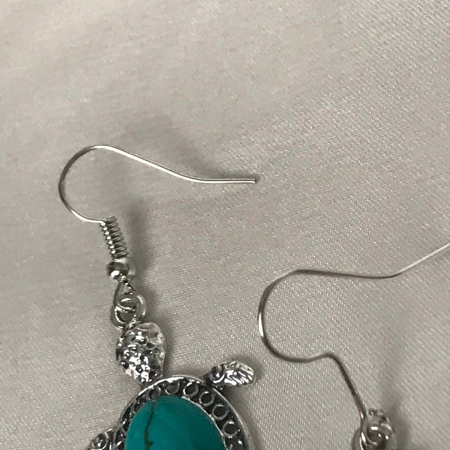 Silver & Blue Stone Turtle Earrings