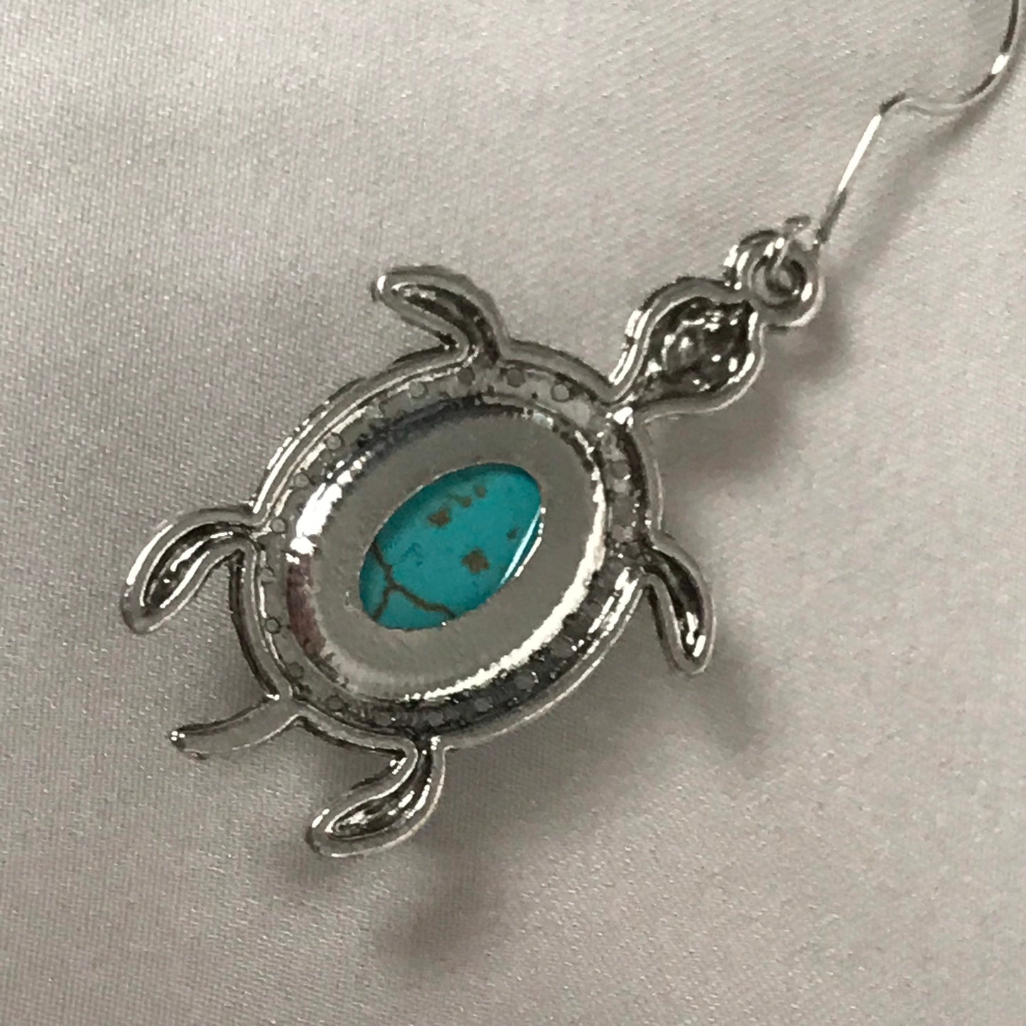 Silver & Blue Stone Turtle Earrings