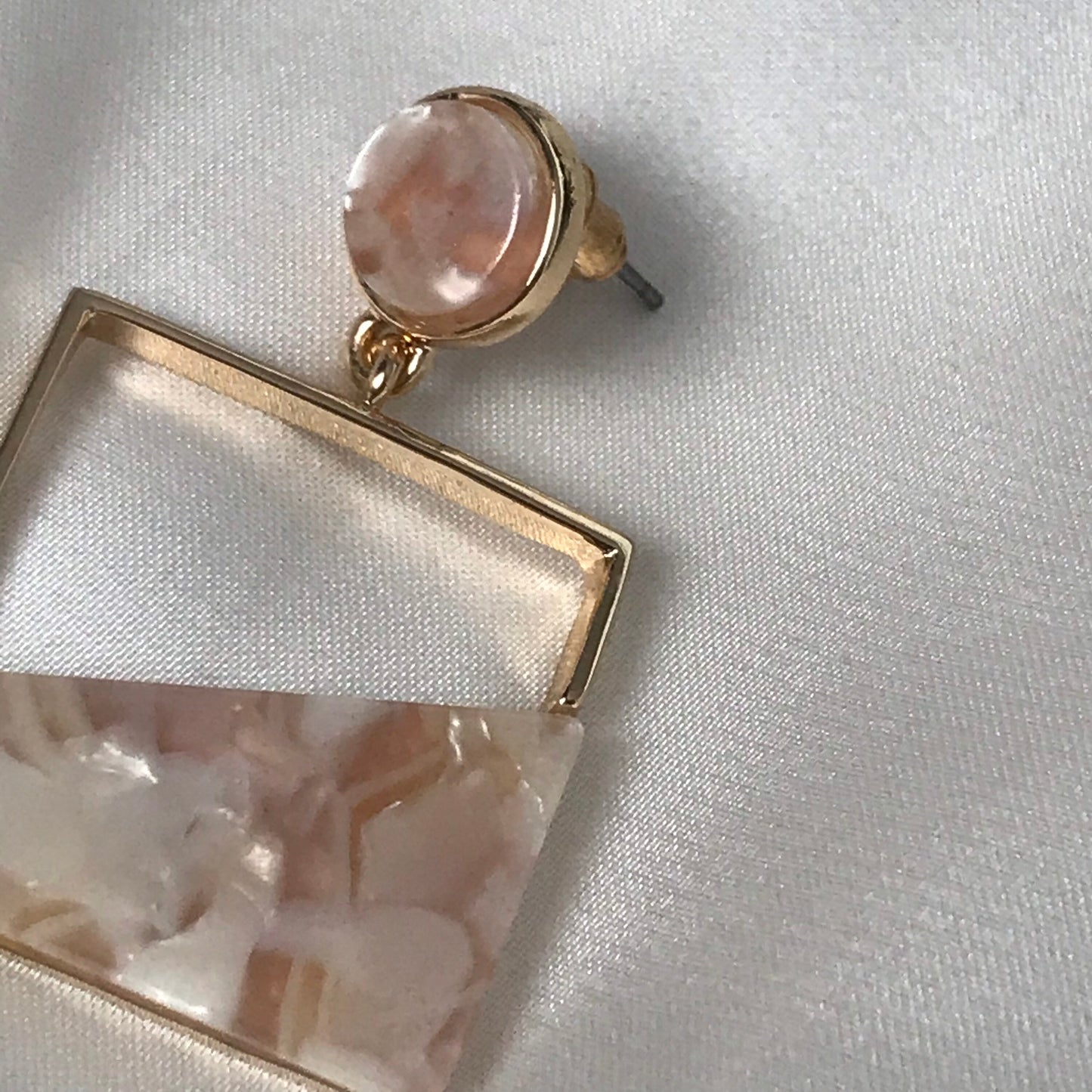 Pink Resin Abstract Square Drop Earrings -  Abstract Earrings, Unique Earrings, High Polished,Hanging Jewellery,Gold Jewellery,Gold Earrings