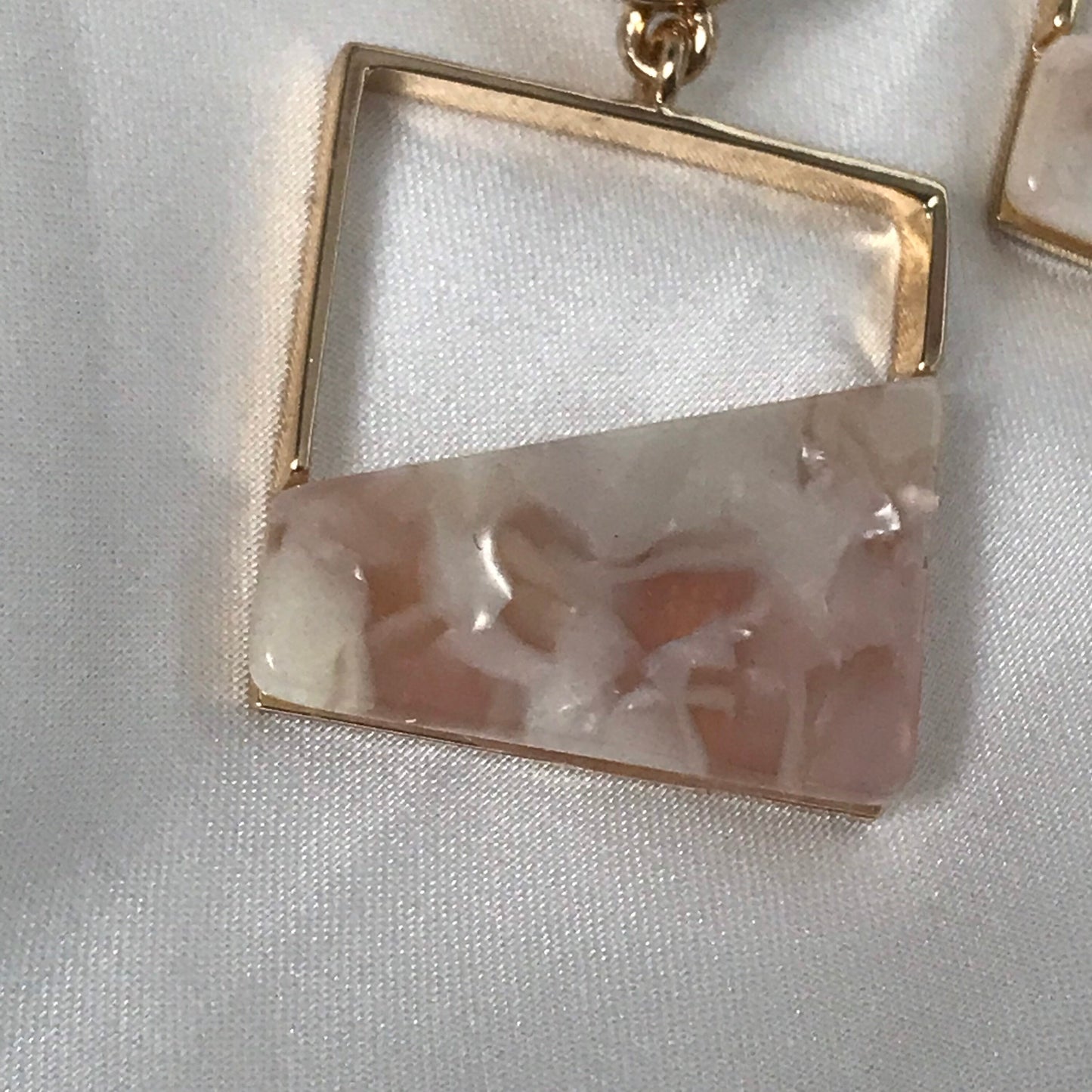 Pink Resin Abstract Square Drop Earrings -  Abstract Earrings, Unique Earrings, High Polished,Hanging Jewellery,Gold Jewellery,Gold Earrings