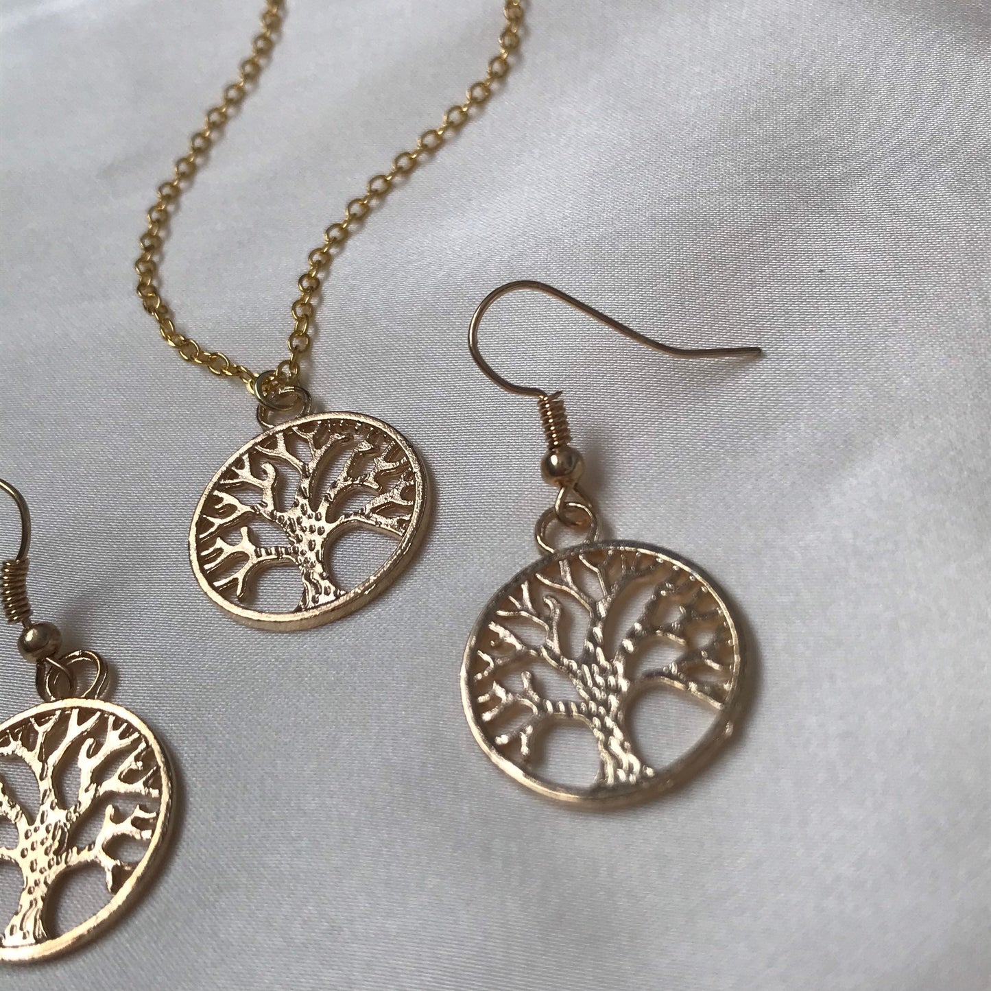 Gold Tree Earrings & Necklace Set - Natural Earrings, Natural Jewelry, Tree Jewellery, Gold Jewellery Set, Gifts For Her, Jewellery Gift