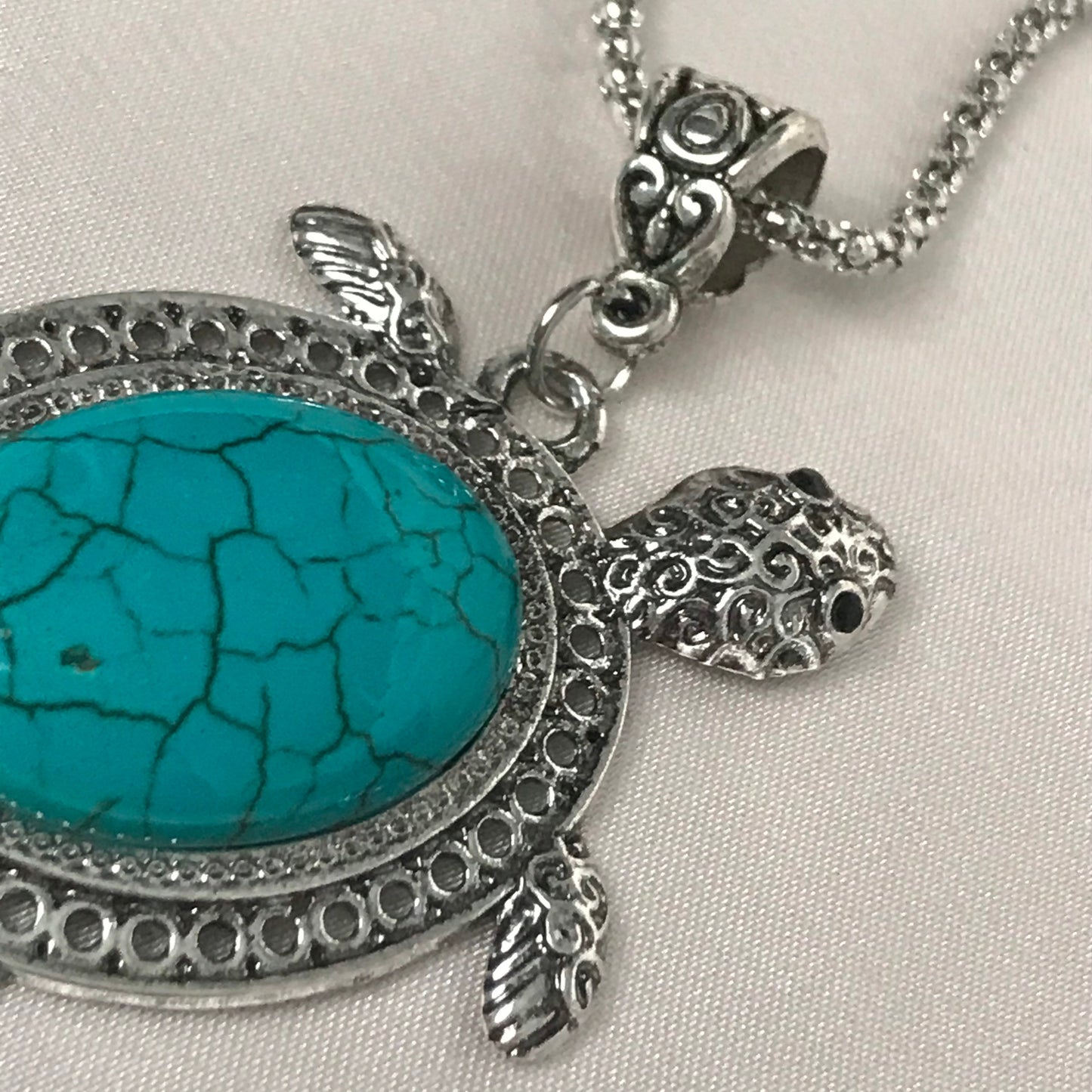 Silver & Blue Turtle Necklace