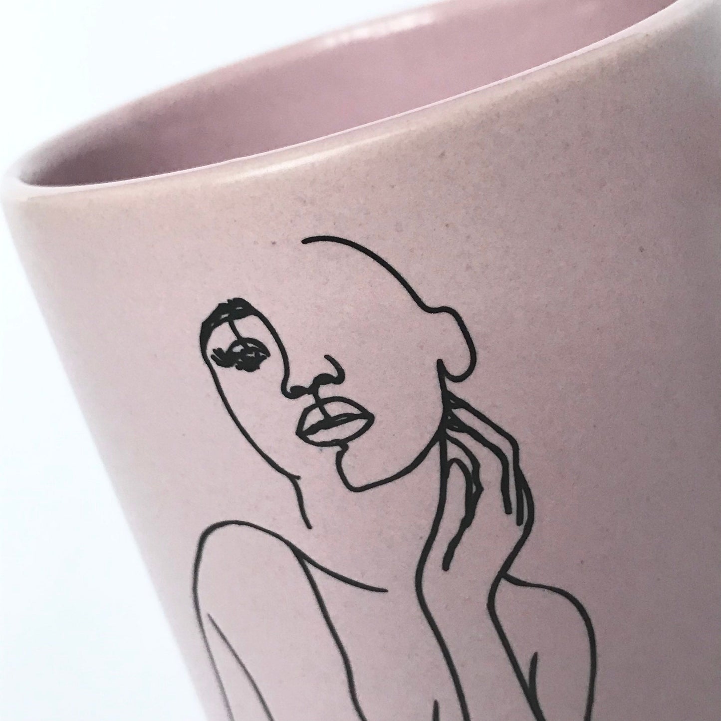 Abstract Face Pink & Black Mug - Coffee Cup, Gifts For Her, Herbal Tea Cup, Baby Pink Mug, Girly Mug,Cute Mug,Baby Pink Cup