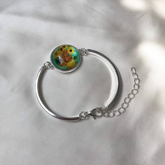 Sunflower Charm Bracelet -  Famous Painting Bracelet, Sunflower Jewellery, Vincent Van Gogh, Charm Jewellery, Accessories, Art Lover Gift