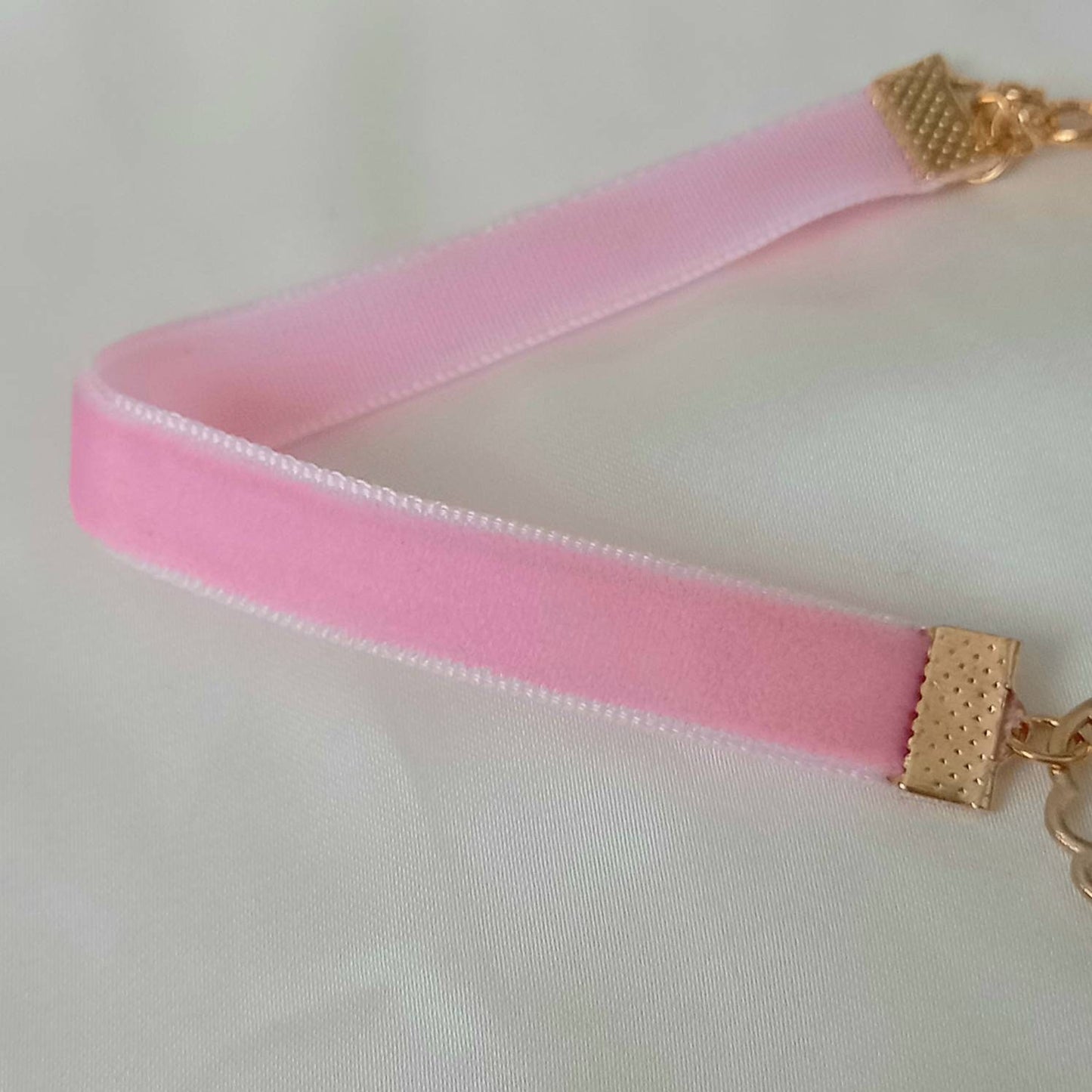 Pink & Gold Velvet Flower Choker Necklace - Pink Jewellery, Accessories,Velvet Necklace,Choker Necklace,Charm Necklace,Flower Charm Necklace