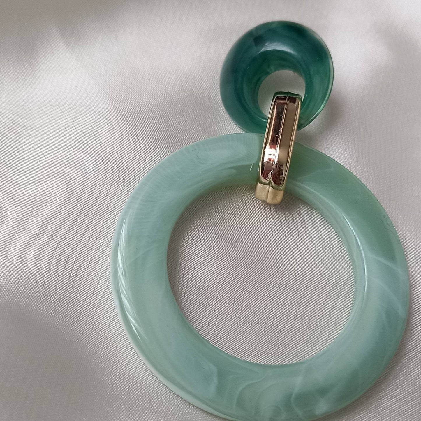 Green and Gold Hoop Drop Earrings -  Hanging Jewellery, Accessories, Green Jewellery, Gold Earrings, Green Hoop Earrings,Large Hoop Earrings