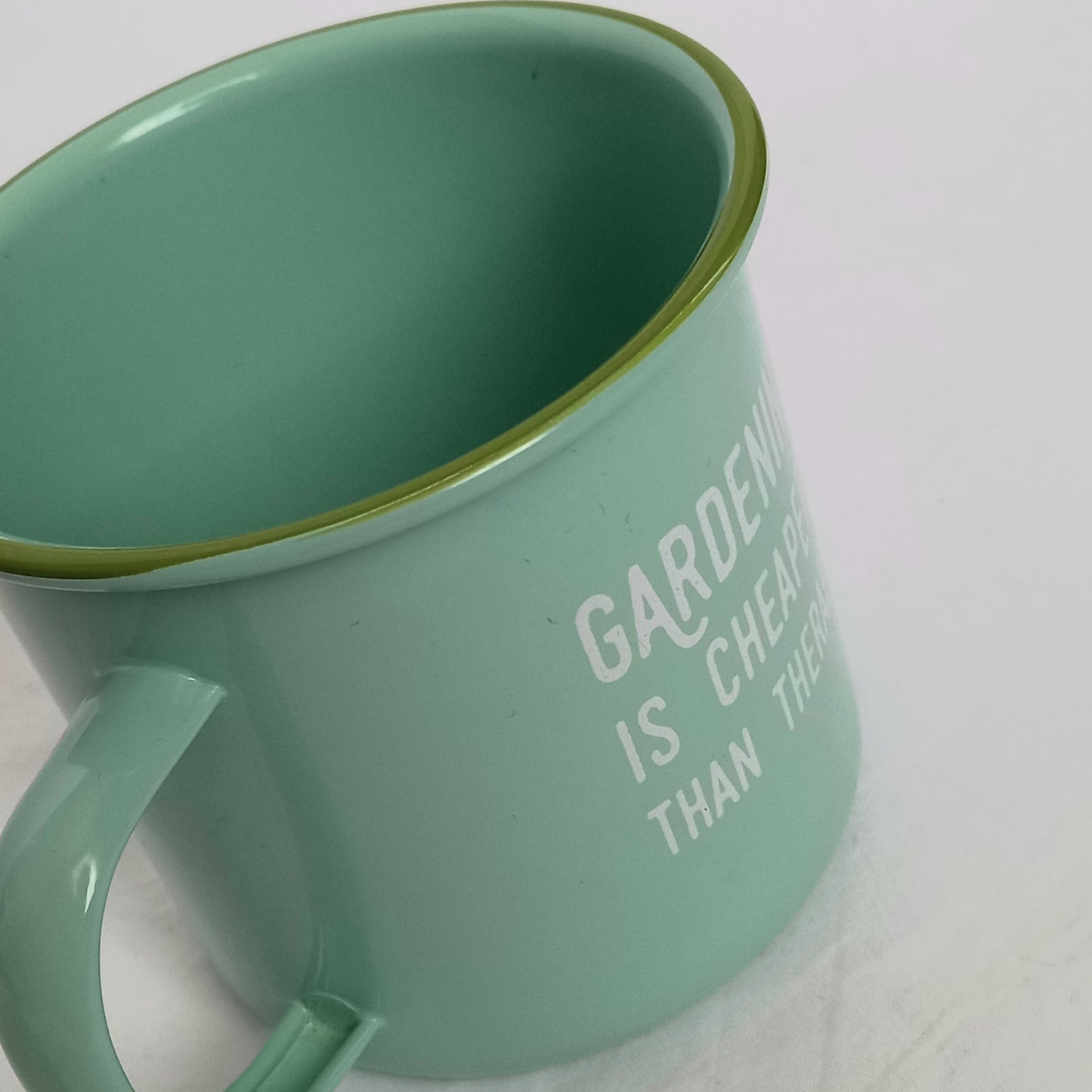 Green Gardener Design Tin Mug - Green Mug, Positive Mug, Coffee Cup, Gifts For Her, Gardening Mug, Garden Mug, Cute Mug