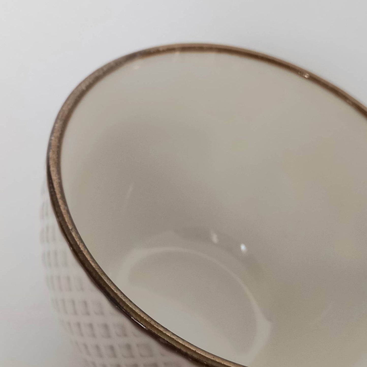 Large Bronze & White Patterned Tea Cup - Coffee Cup, Gifts For Her, Herbal Tea Cup, Diamond Mug, Cute Tea Cup, Bronze Tea cup, White Mug