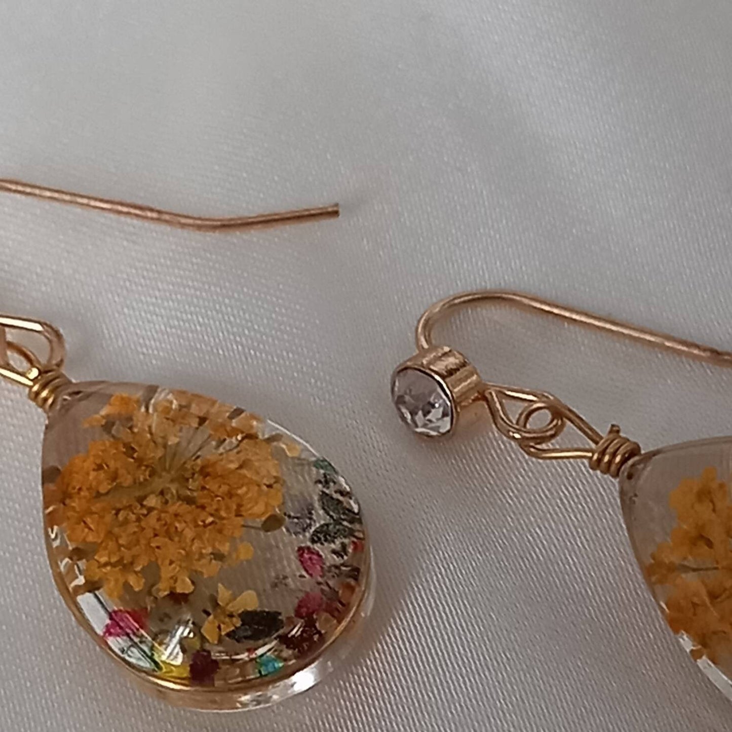 Flower Tear Drop Earrings - Hanging Jewellery, Accessories, Flower Earrings, Flower Jewlellery, Orange Flower Earrings, Statement Earrings