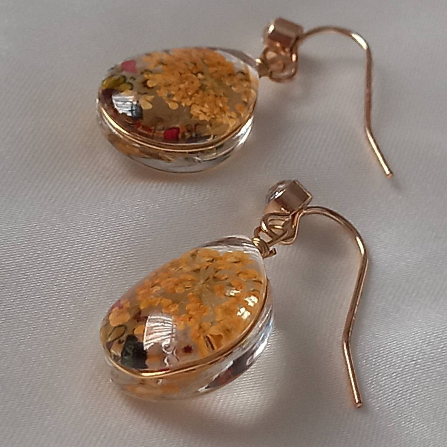 Flower Tear Drop Earrings - Hanging Jewellery, Accessories, Flower Earrings, Flower Jewlellery, Orange Flower Earrings, Statement Earrings