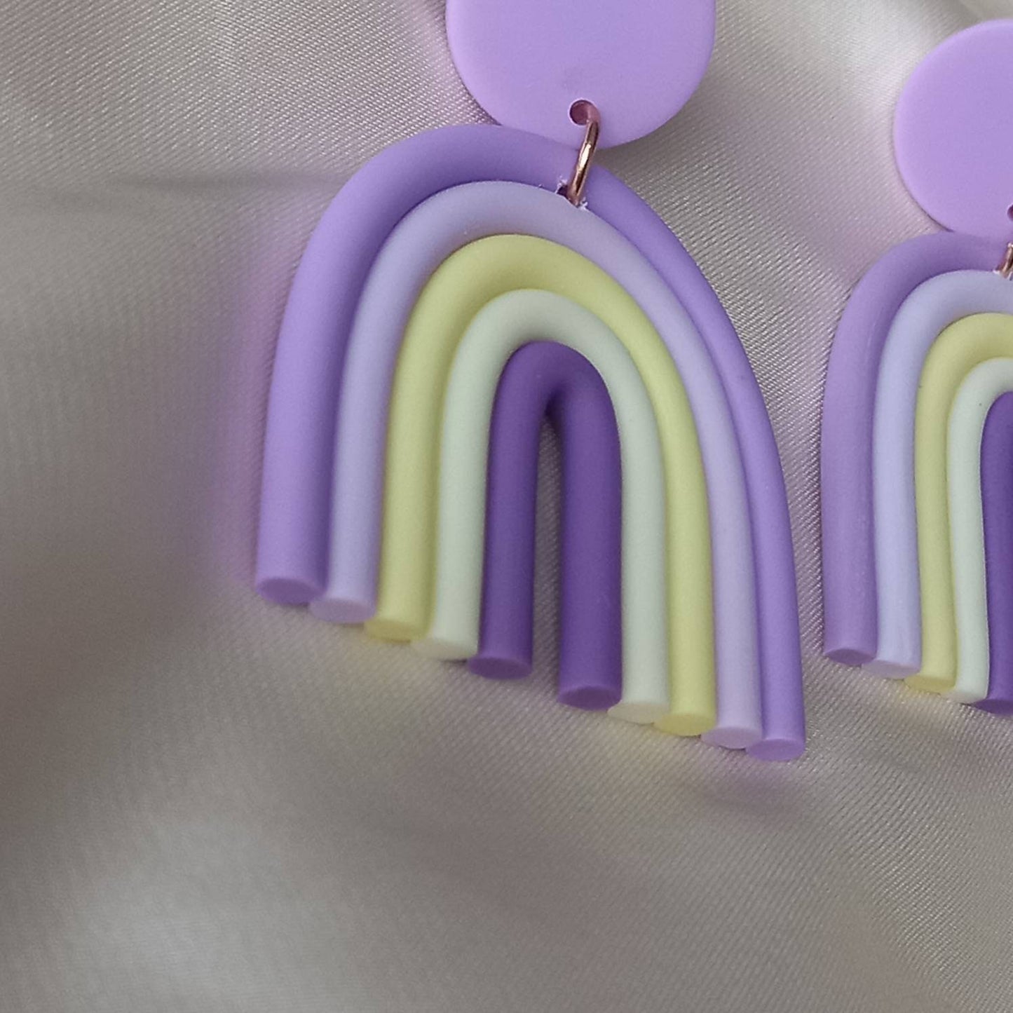 Purple Rainbow Charm Drop Earrings - Abstract Rainbow Earrings, Purple Earrings, Abstract Earrings, Hanging Jewellery,Statement Accessories
