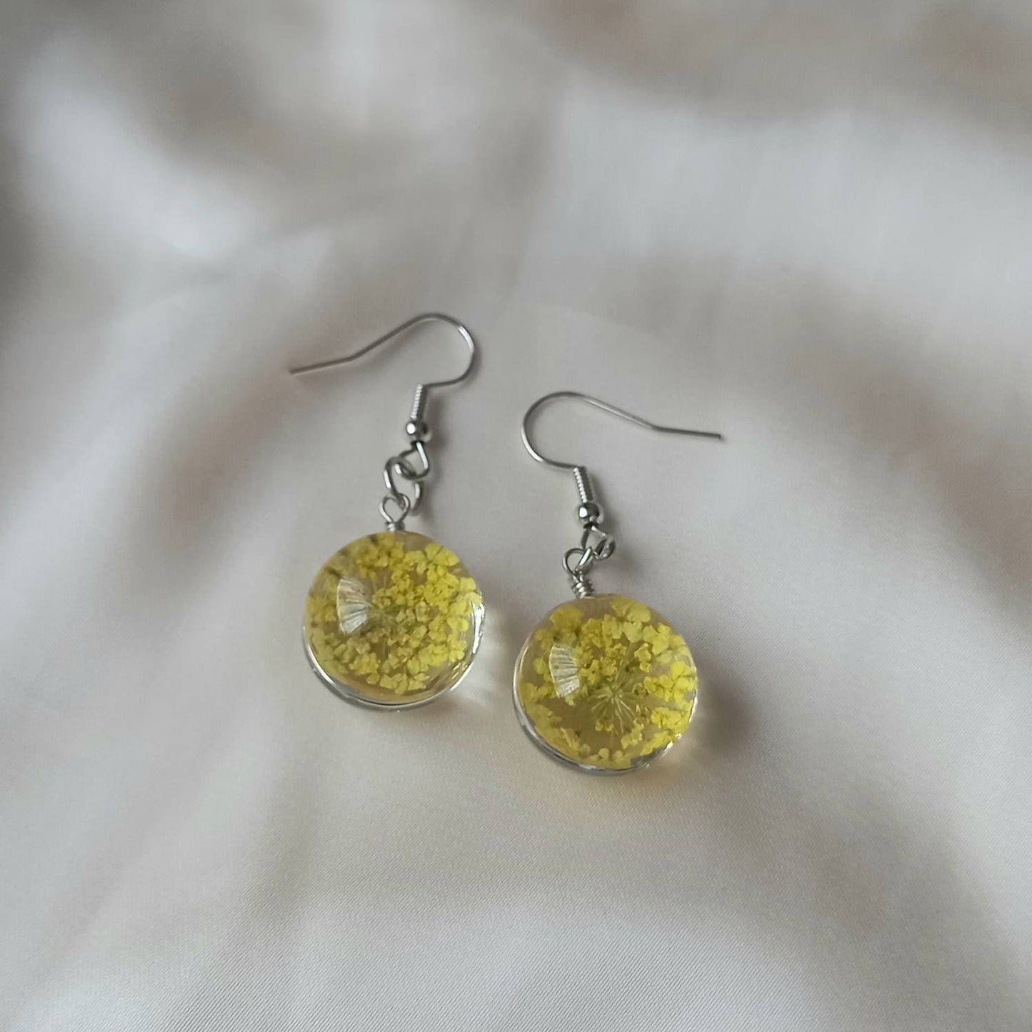 Flower Drop Earrings - Hanging Jewellery, Accessories, Flower Earrings, Flower Jewlellery, Yellow Flower Earrings, Statement Earrings
